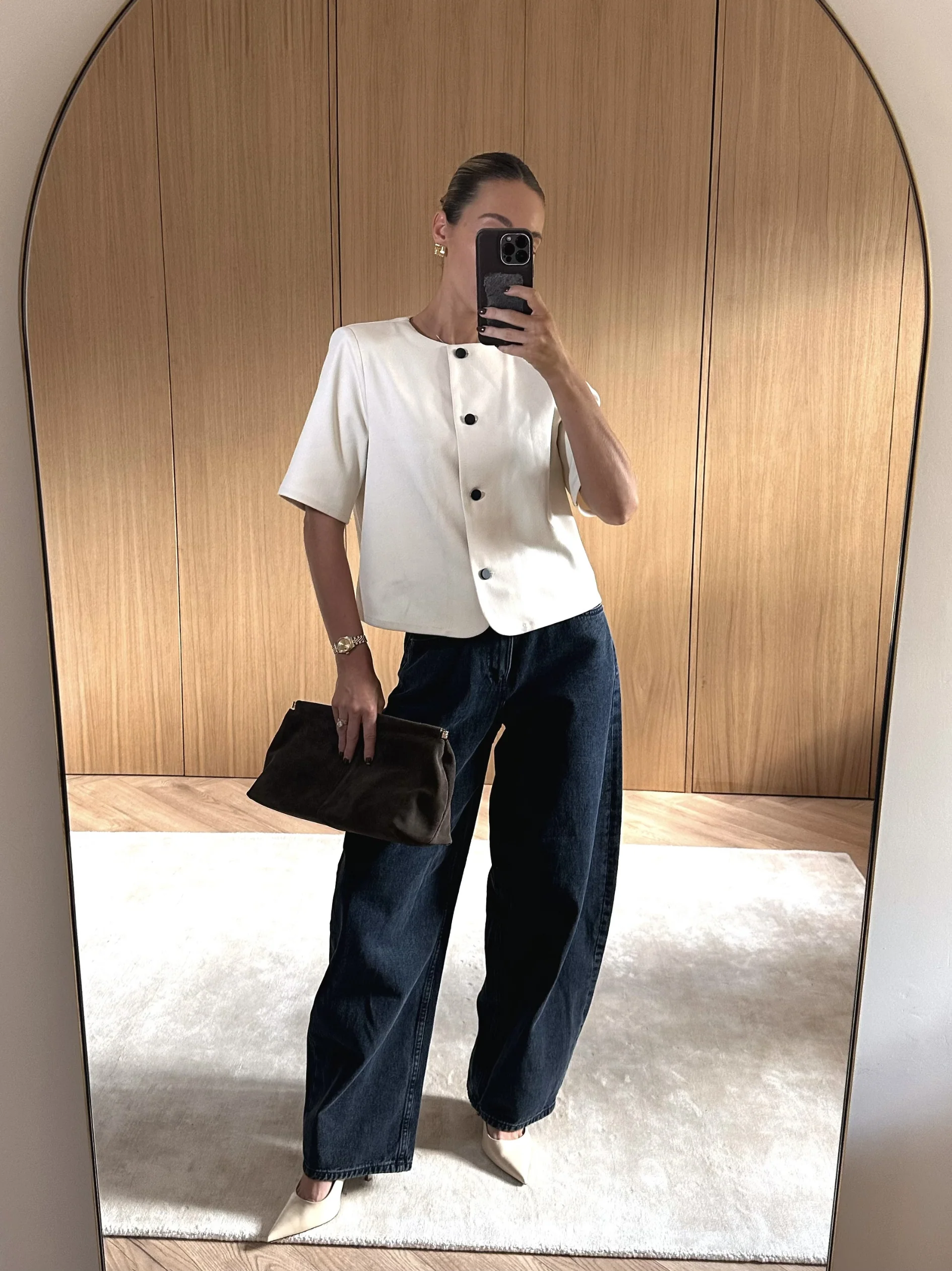 Essie Short Sleeve Button Down Top - Stone - Image 5
