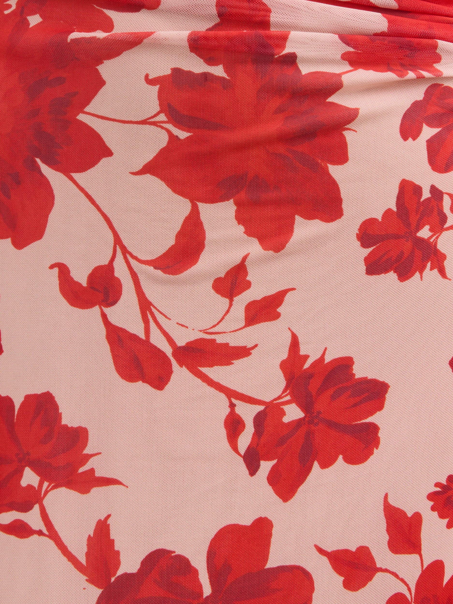 Ethel Long Sleeve Jersey Midaxi Dress - Red Floral - Image 3