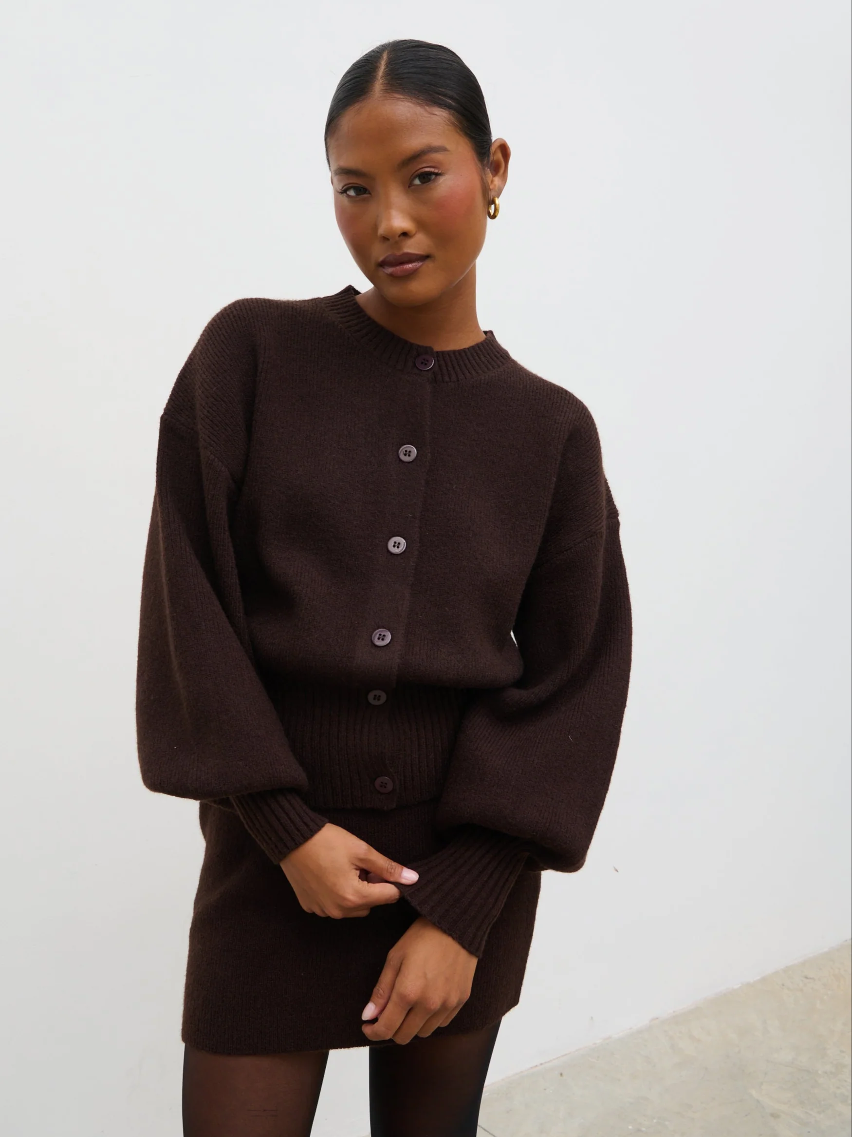 Etta Knit Bomber - Chocolate - Image 5