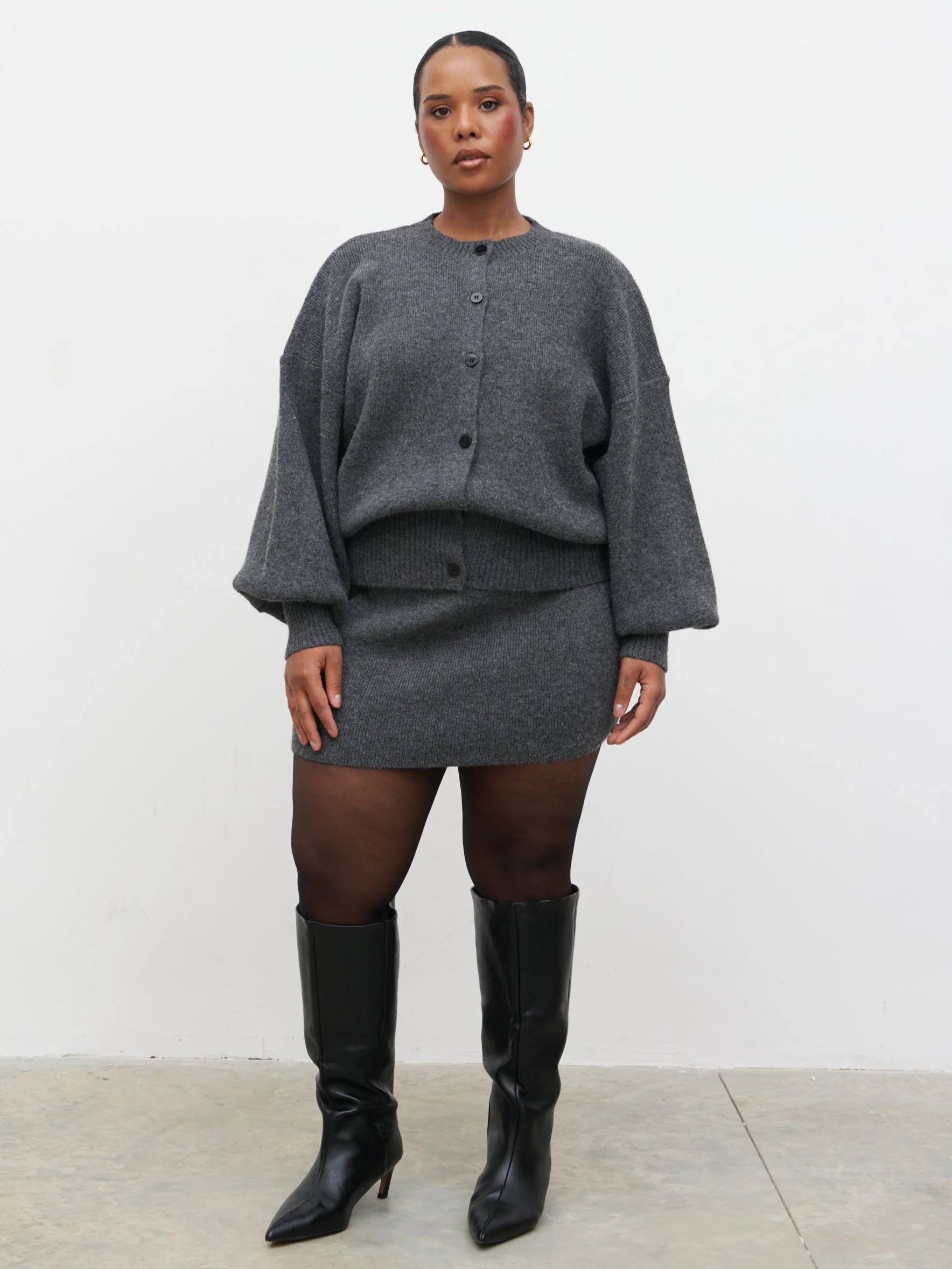 Etta Knit Bomber Curve - Charcoal - Image 3