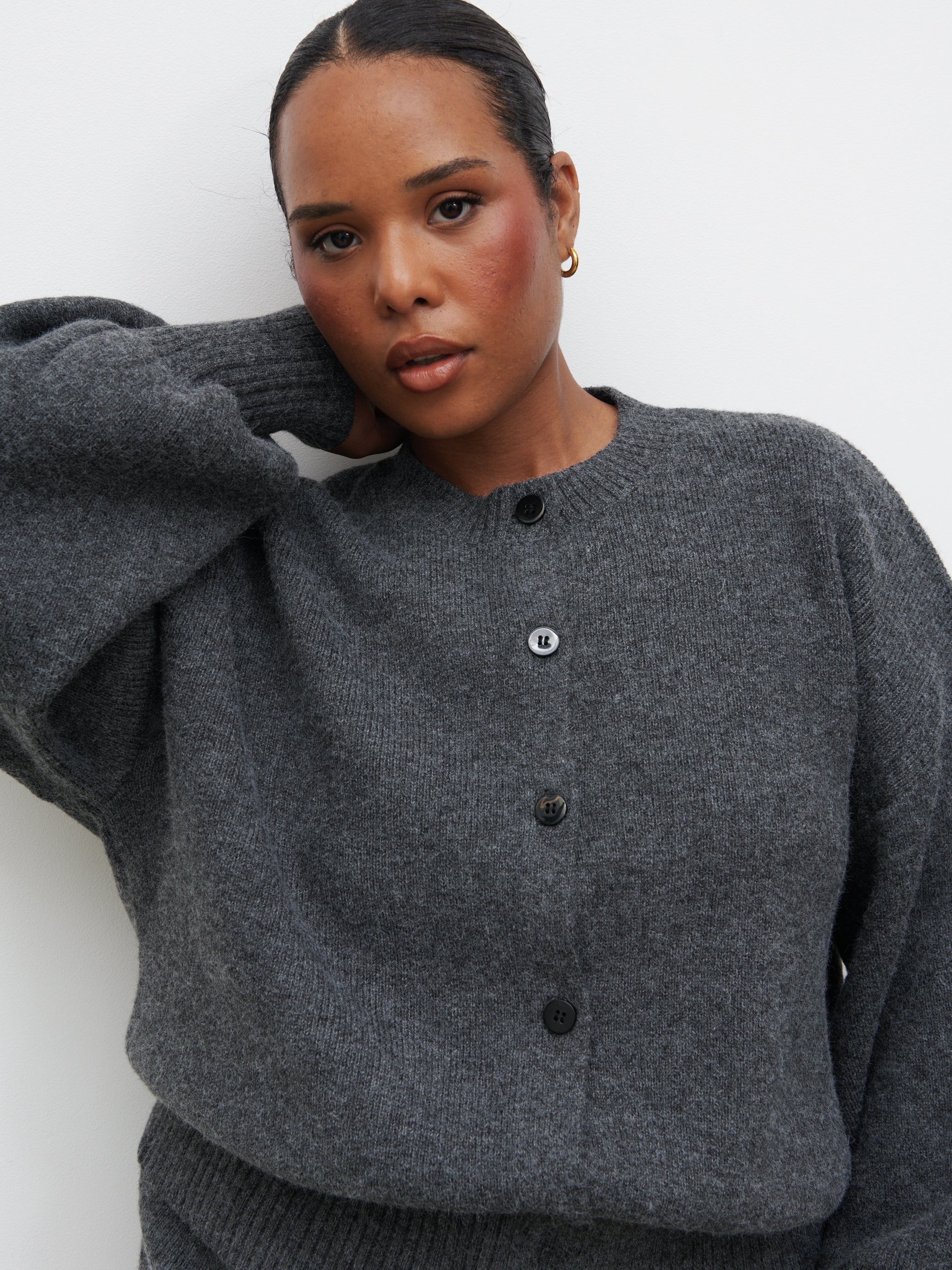 Etta Knit Bomber Curve - Charcoal - Image 5