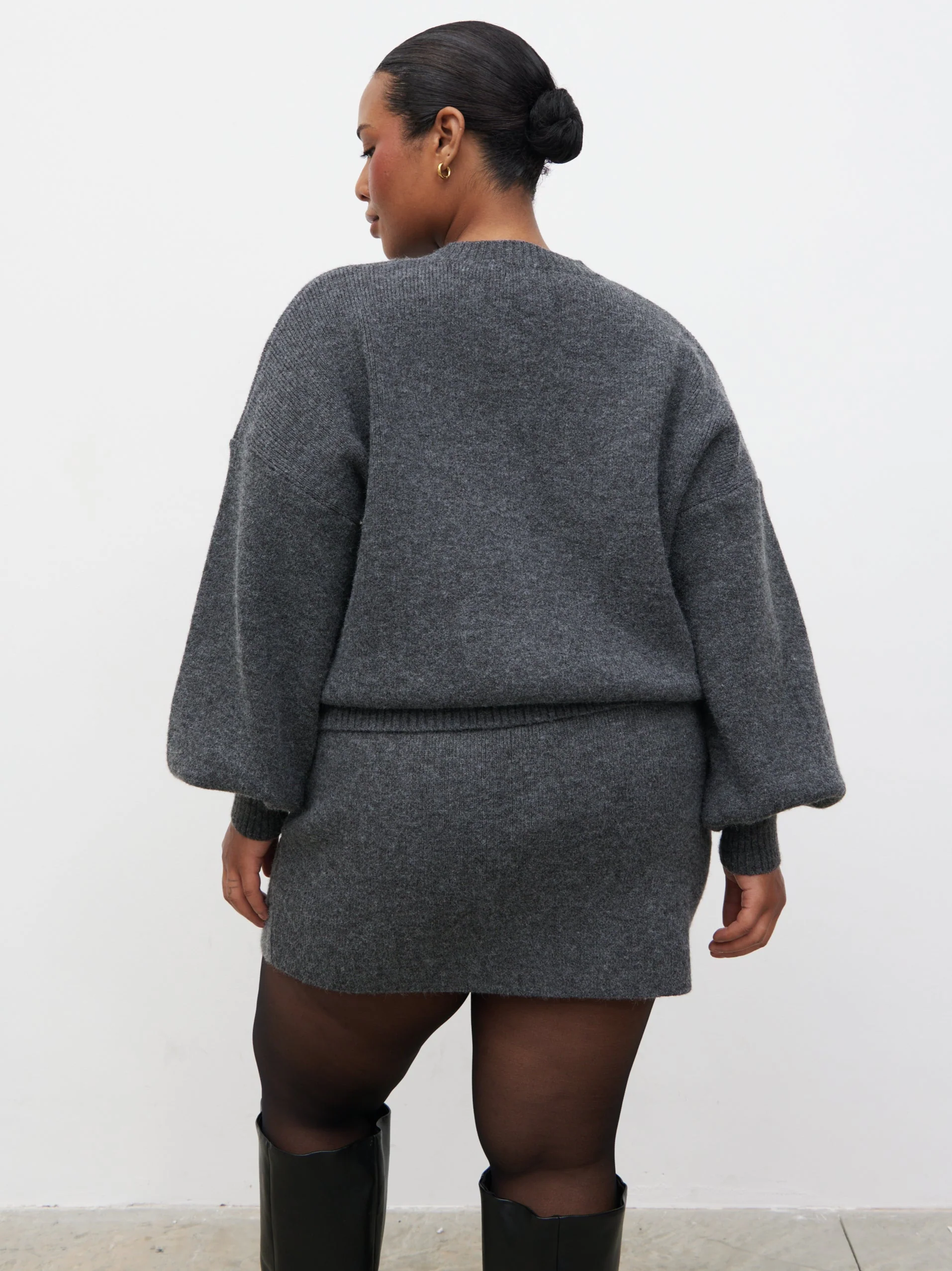 Etta Knit Bomber Curve - Charcoal - Image 6
