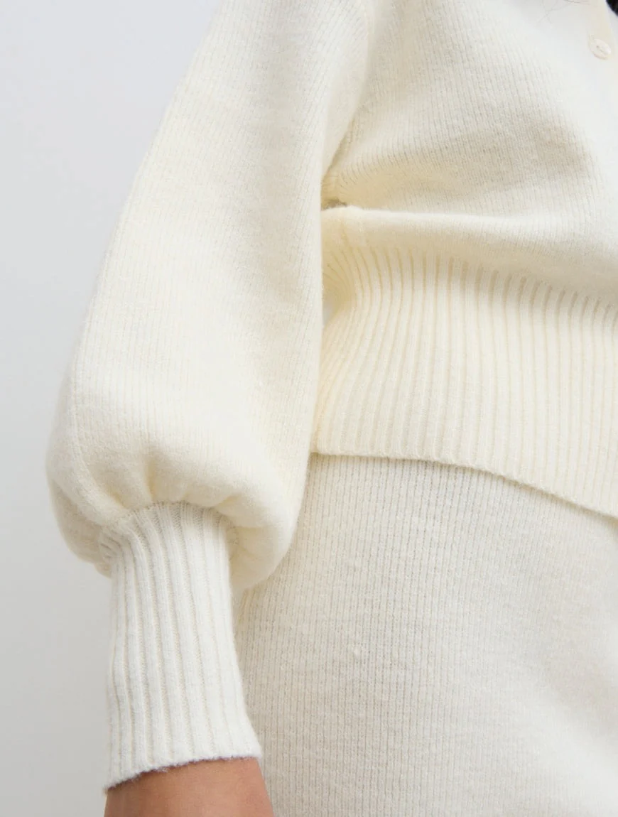 Etta Knit Bomber Jacket - Cream - Image 3