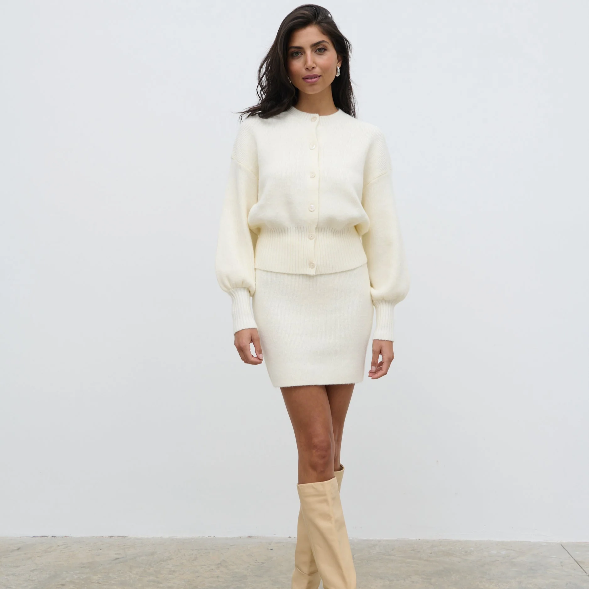Etta Knit Bomber Jacket - Cream - Image 6