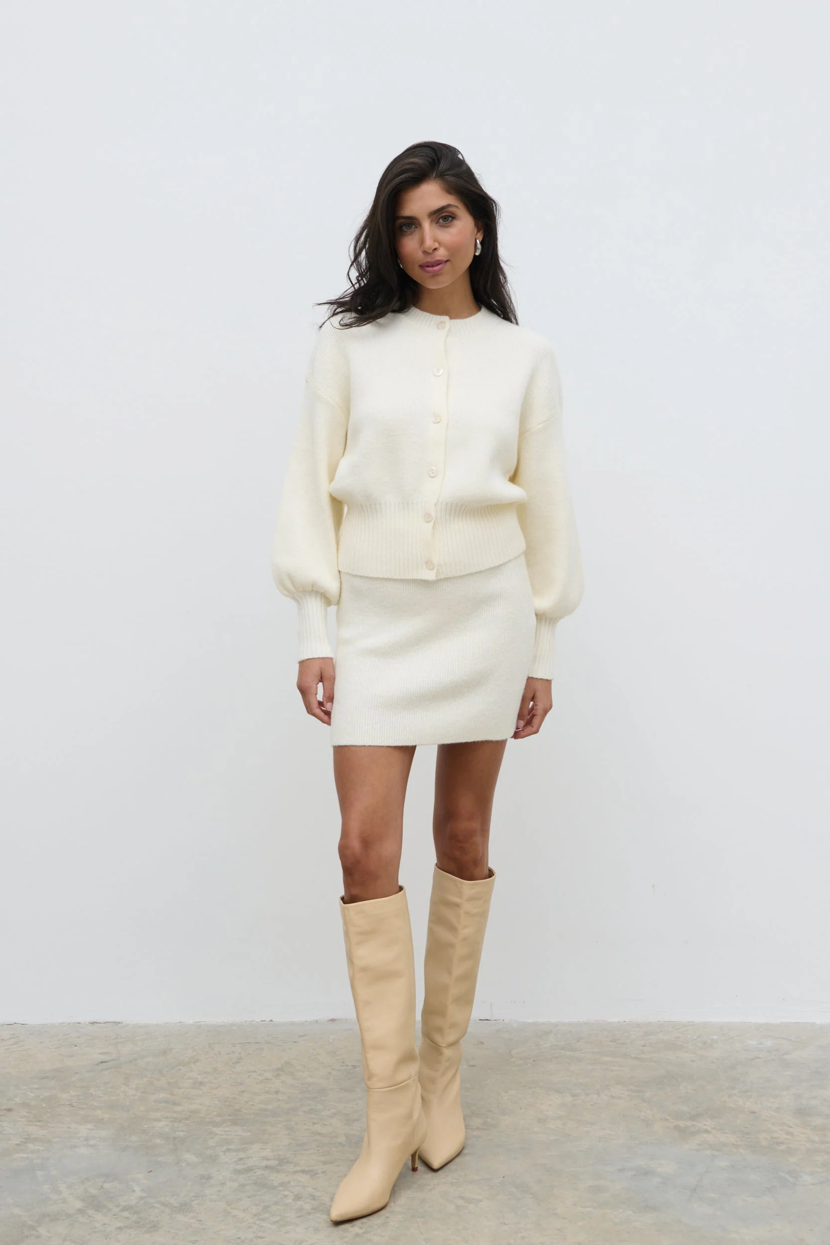 Etta Knit Bomber Jacket - Cream - Image 7