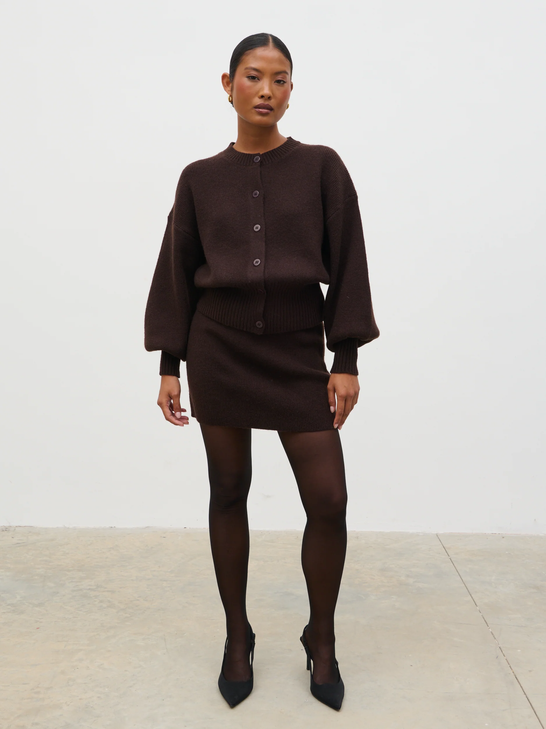 Etta Knit Mini Skirt - Chocolate - Image 4
