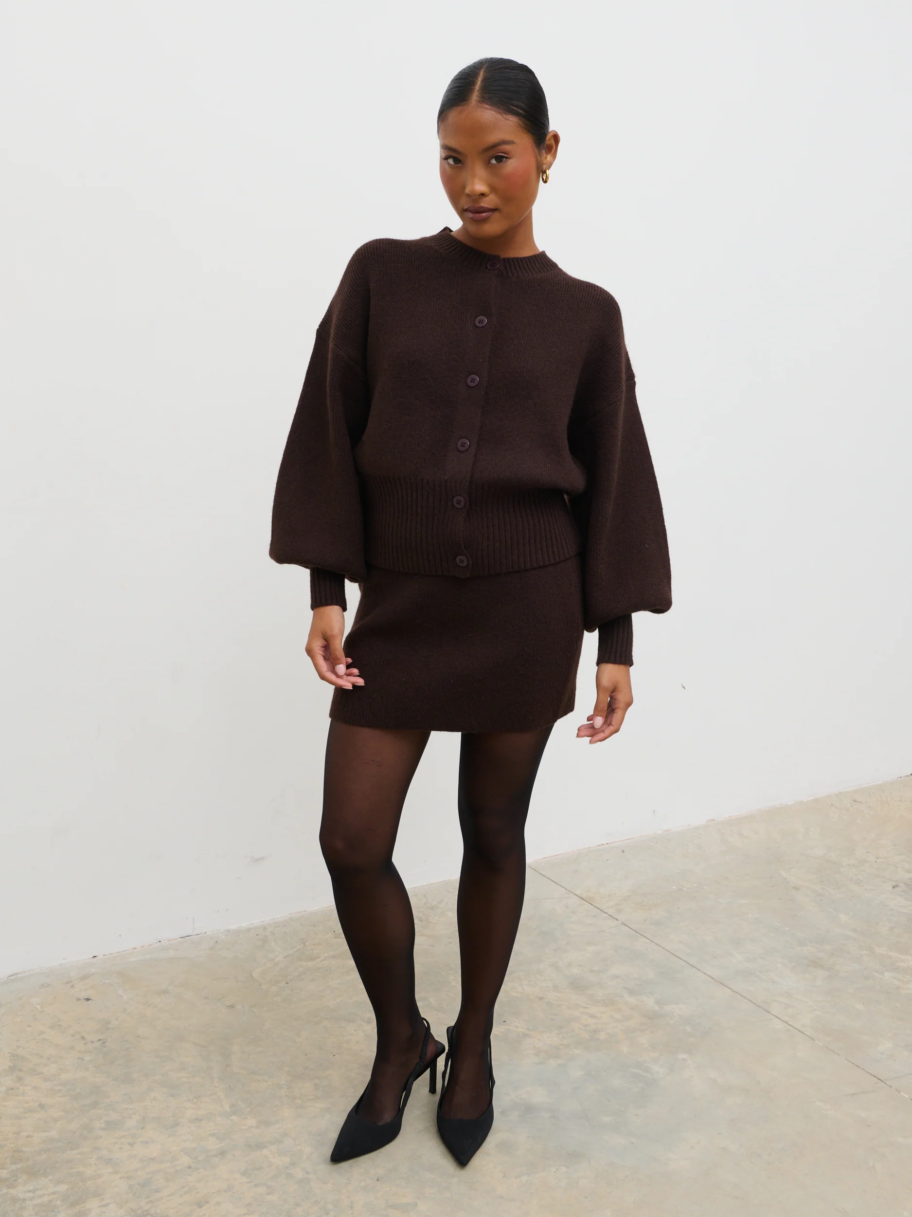 Etta Knit Mini Skirt - Chocolate - Image 5