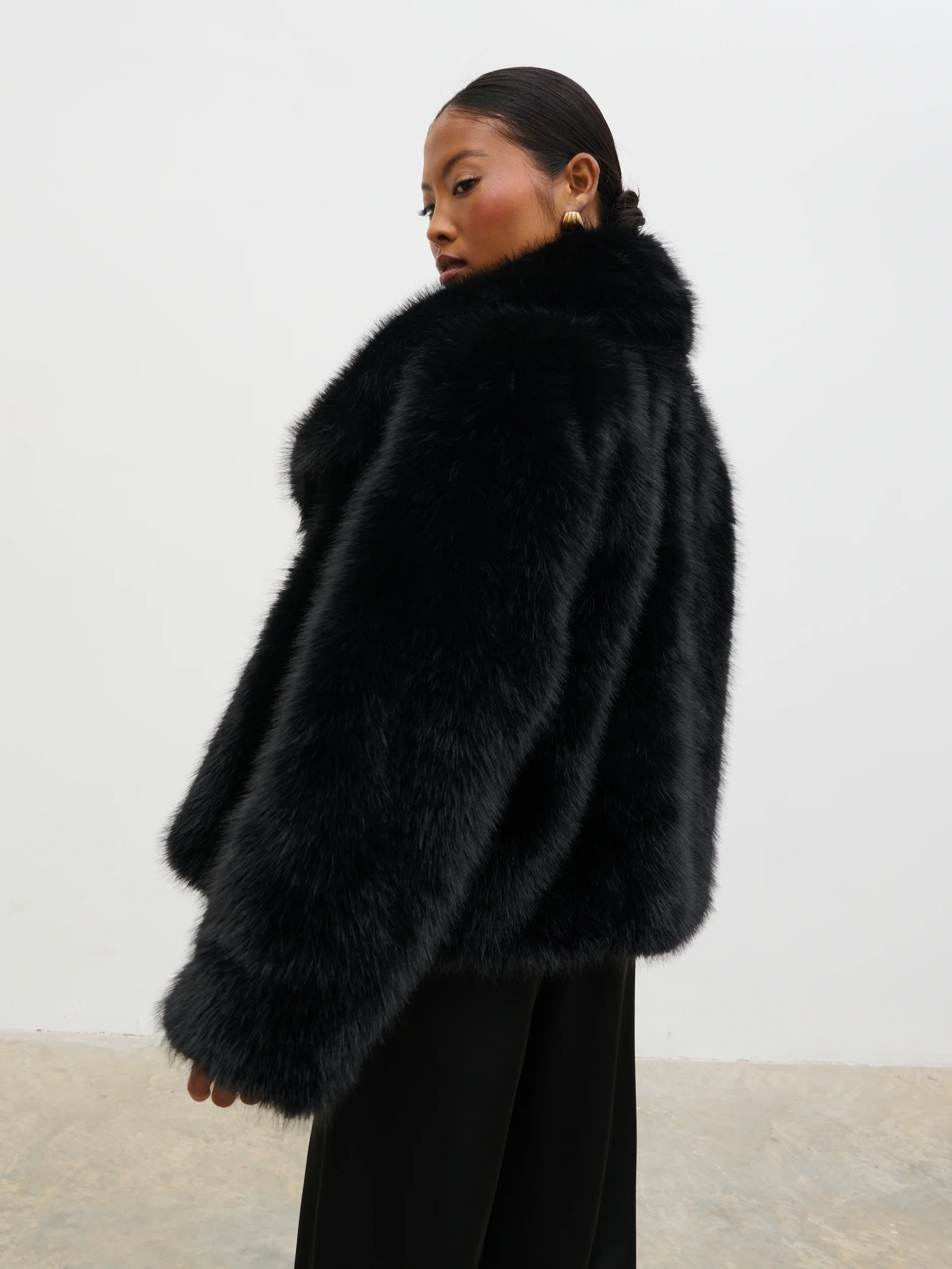 Ettalie Short Faux Fur Coat - Black - Image 4