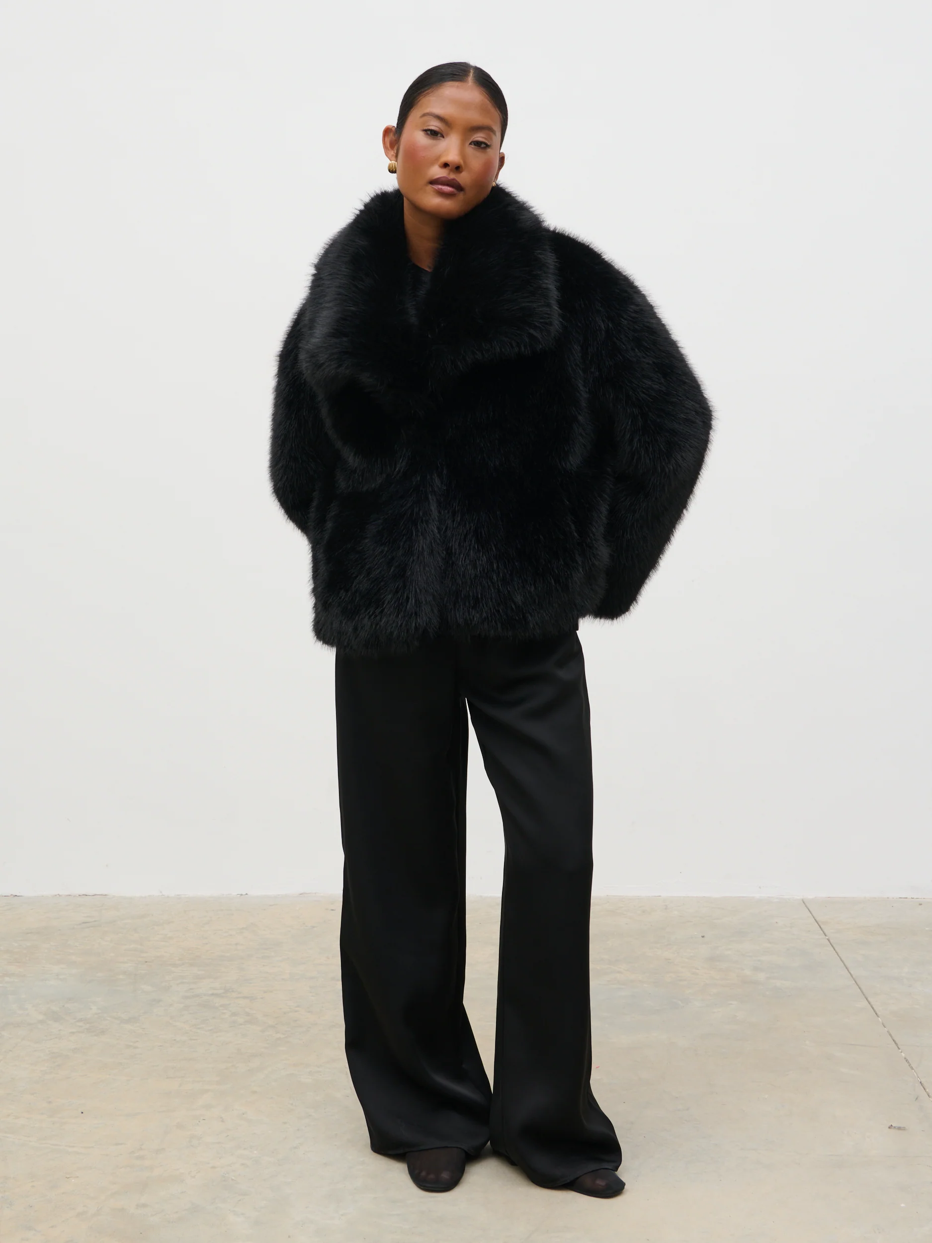 Ettalie Short Faux Fur Coat - Black - Image 5
