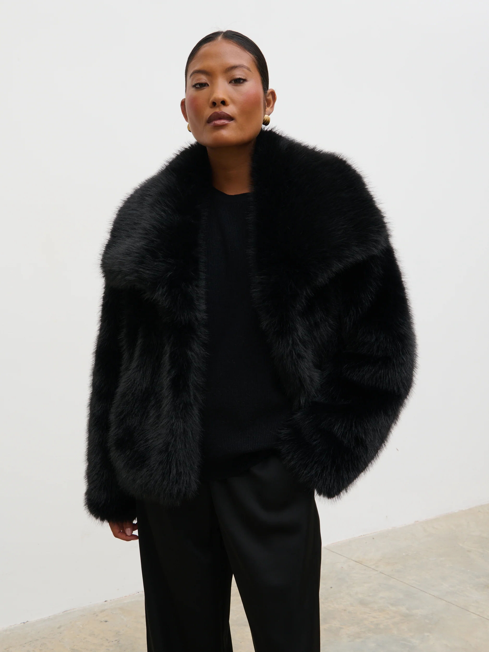 Ettalie Short Faux Fur Coat - Black - Image 6