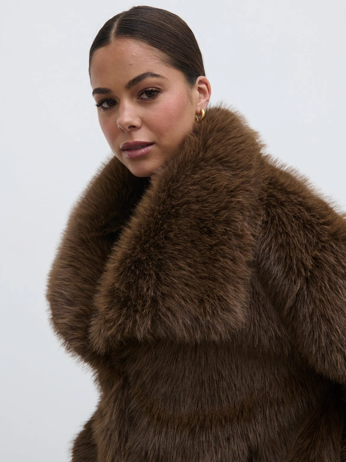 Ettalie Short Faux Fur Coat - Brown - Image 2