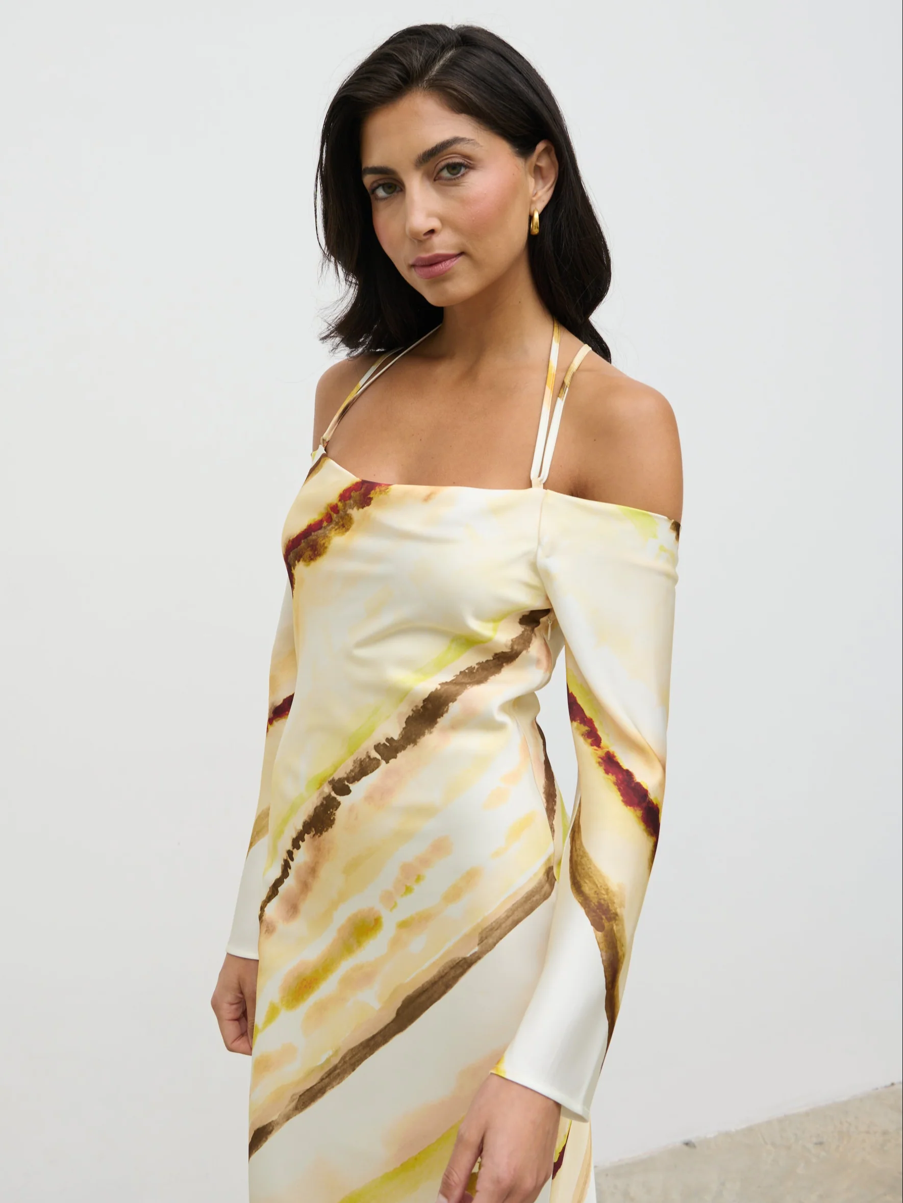 Ettore Cold Shoulder Maxi Dress - Yellow Ochre Ombre - Image 2