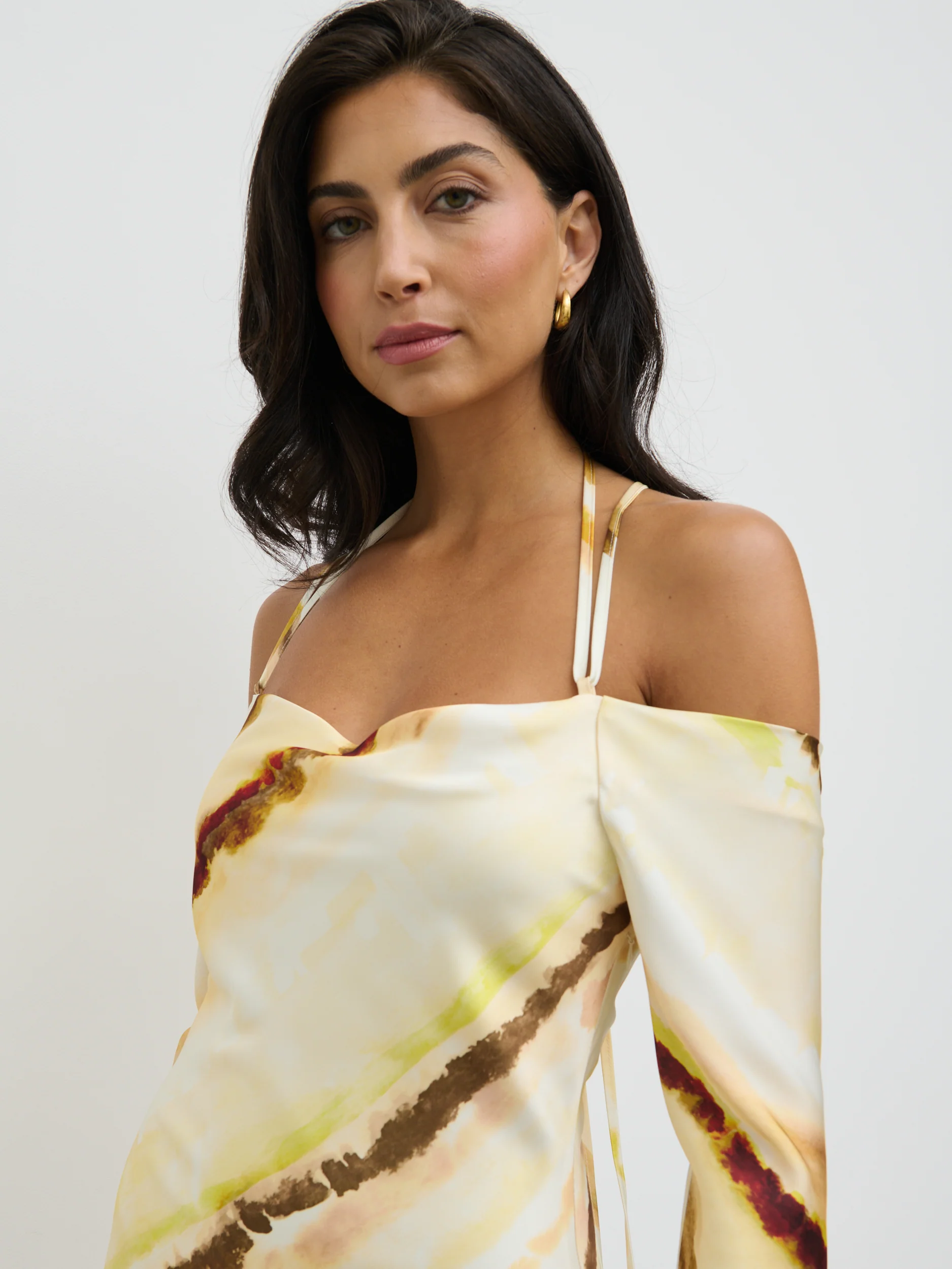 Ettore Cold Shoulder Maxi Dress - Yellow Ochre Ombre - Image 3