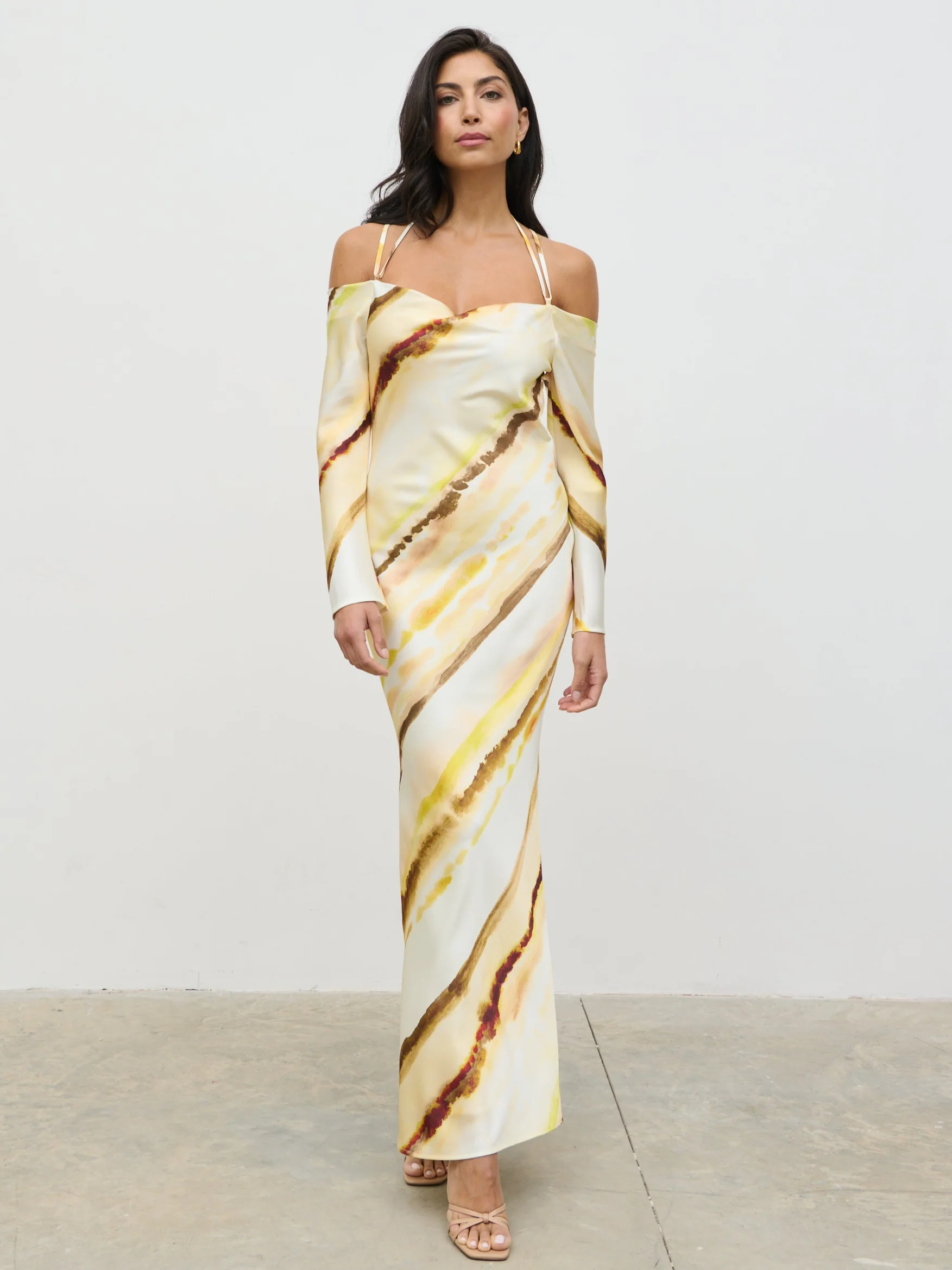 Ettore Cold Shoulder Maxi Dress - Yellow Ochre Ombre - Image 4