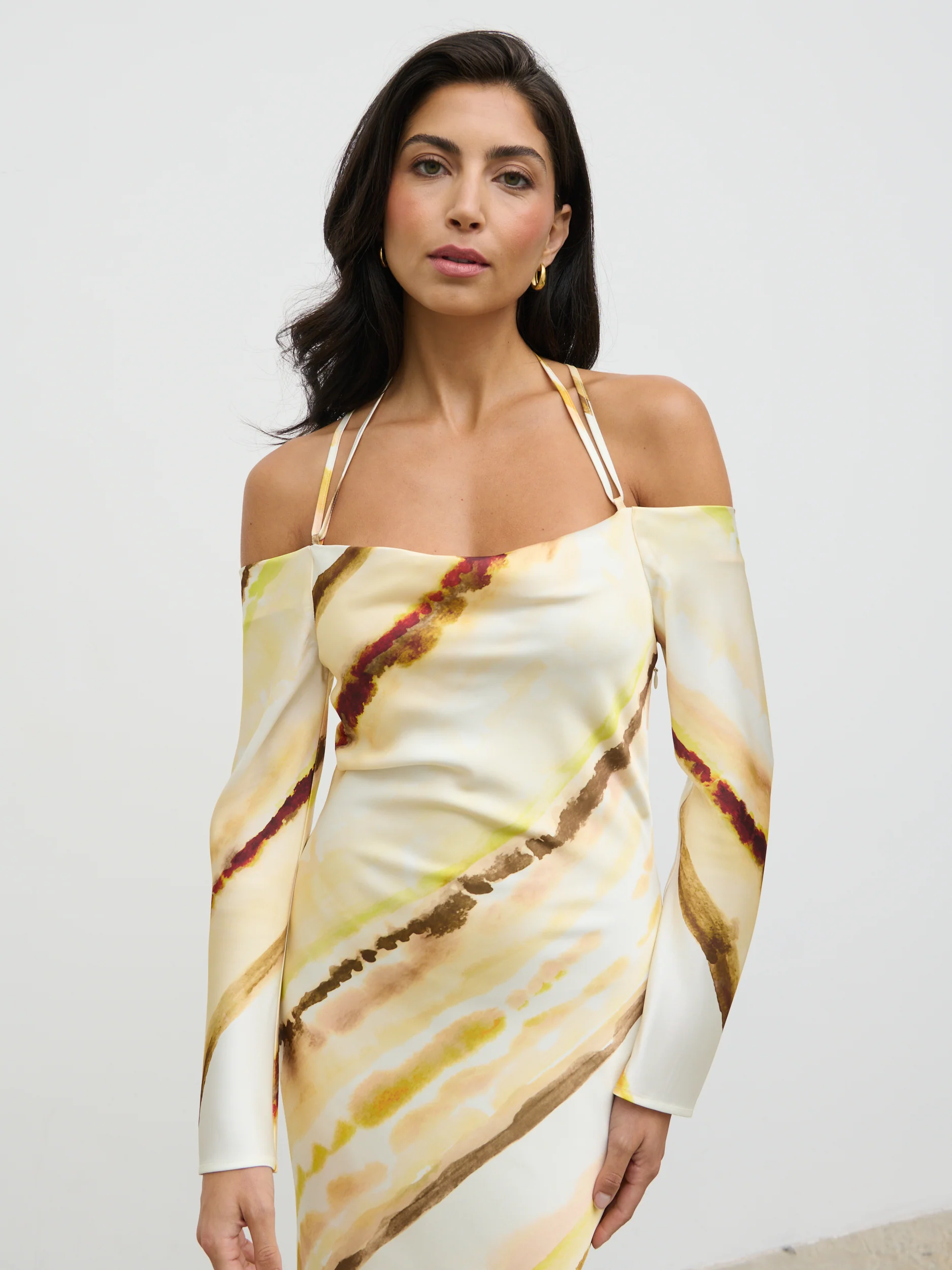 Ettore Cold Shoulder Maxi Dress - Yellow Ochre Ombre - Image 5