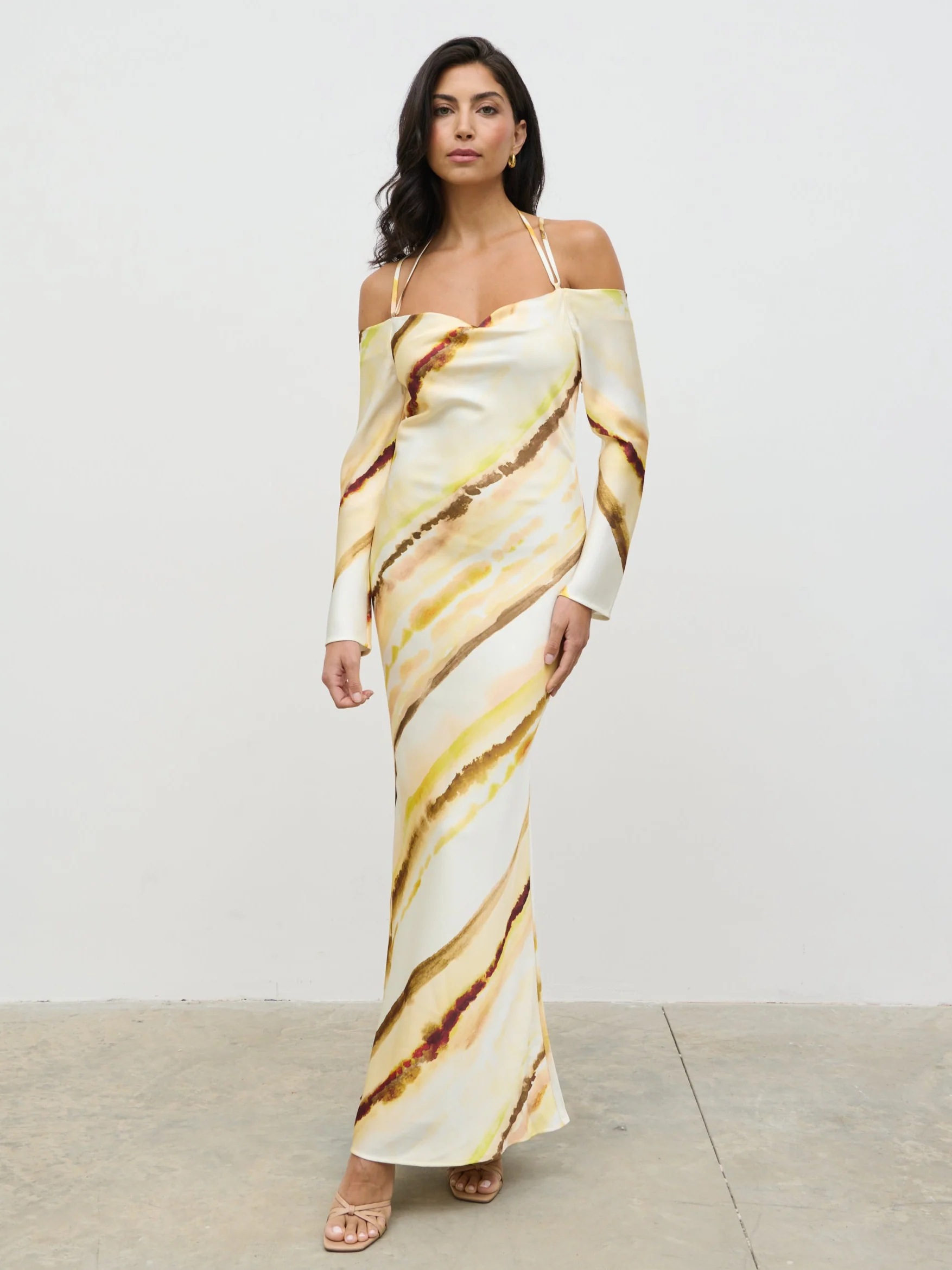 Ettore Cold Shoulder Maxi Dress - Yellow Ochre Ombre - Image 7