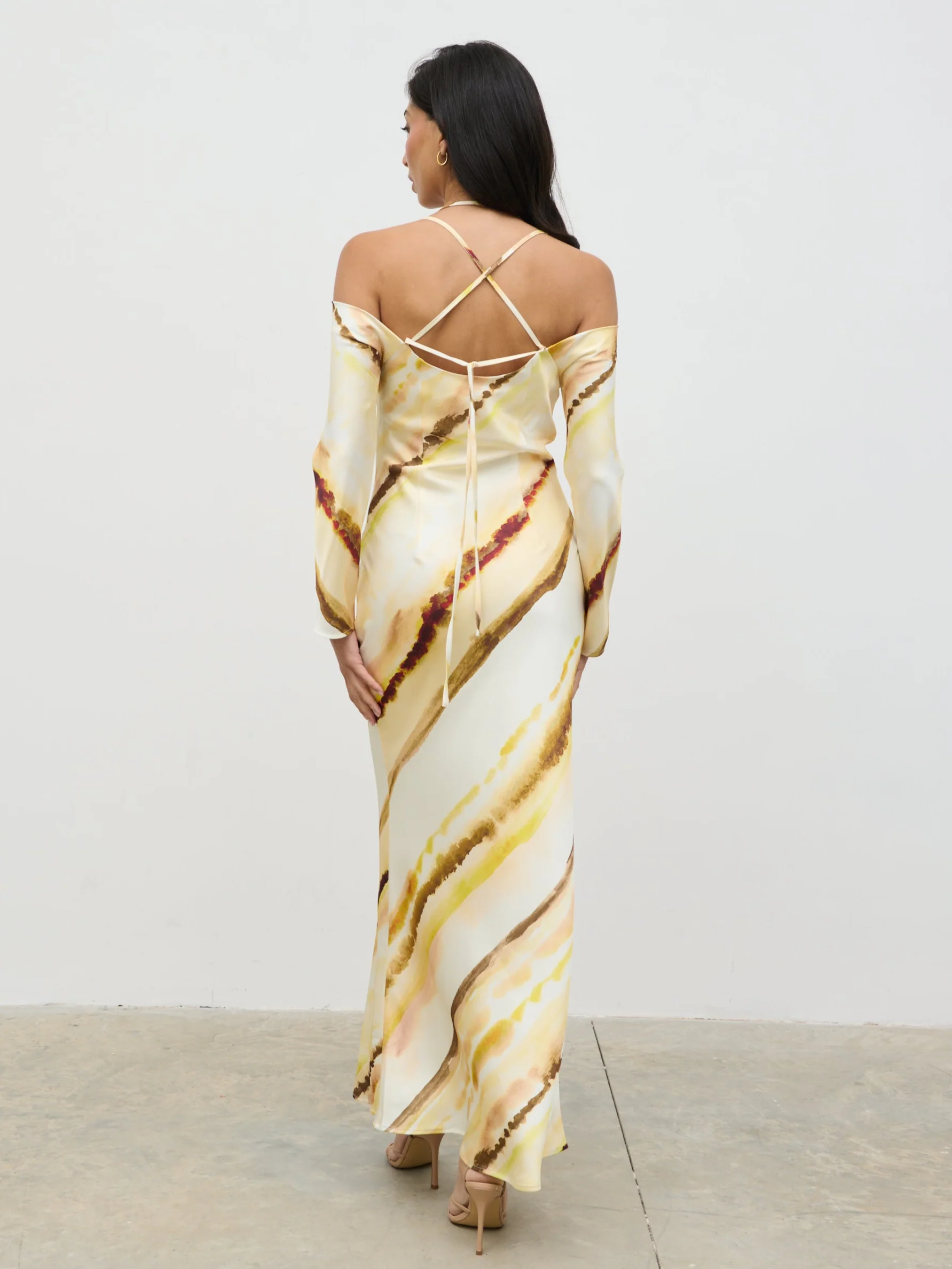 Ettore Cold Shoulder Maxi Dress - Yellow Ochre Ombre - Image 8