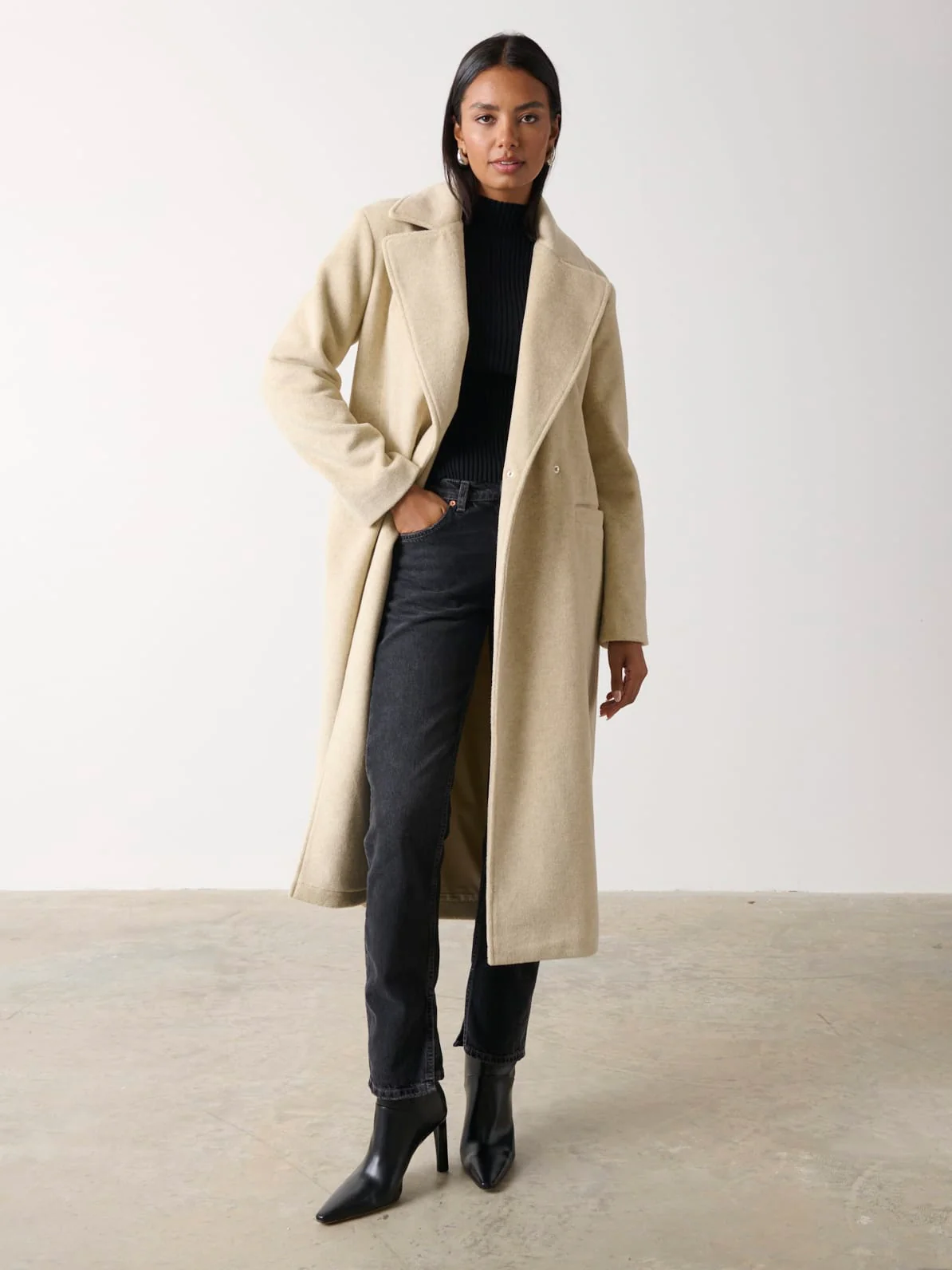 Ezra Boxy Collared Coat - Oatmeal - Image 3