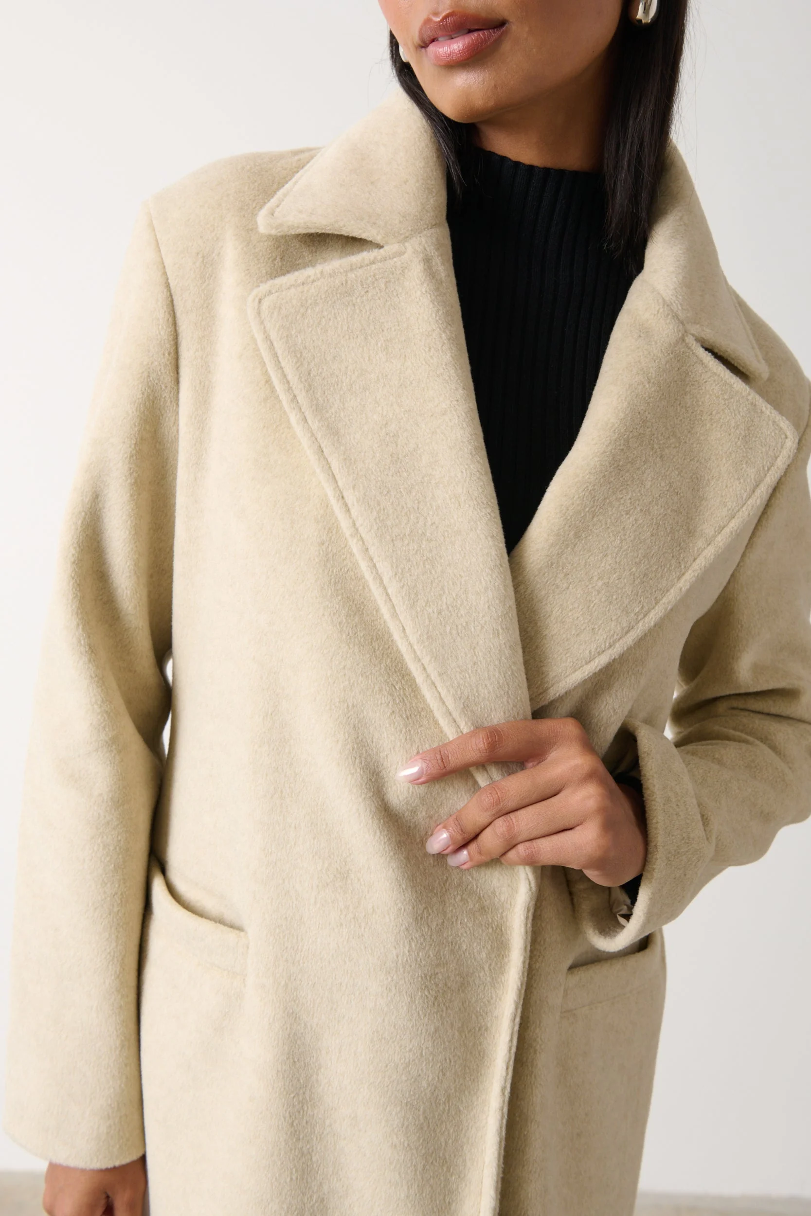 Ezra Boxy Collared Coat - Oatmeal - Image 5