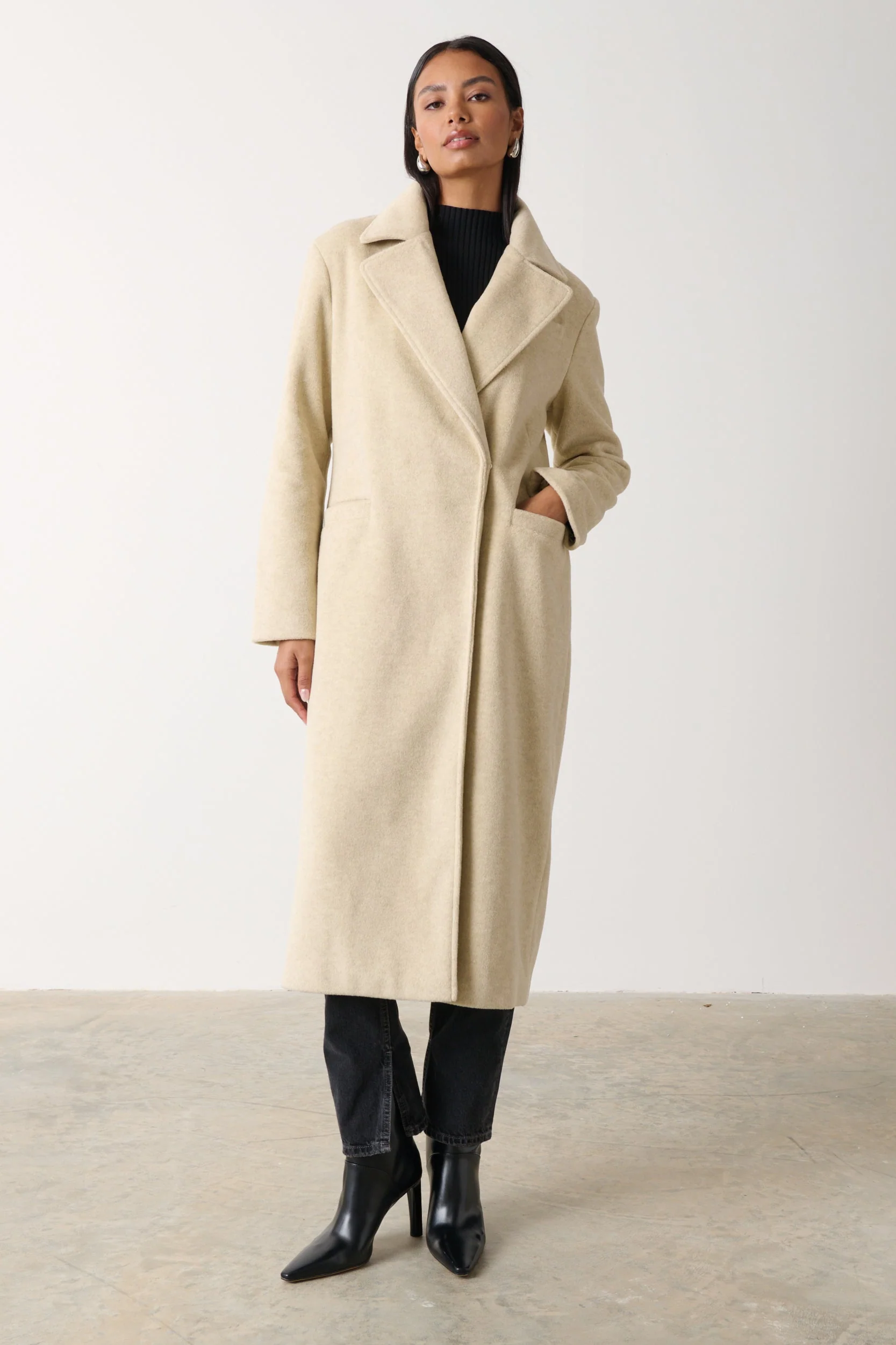 Ezra Boxy Collared Coat - Oatmeal - Image 6