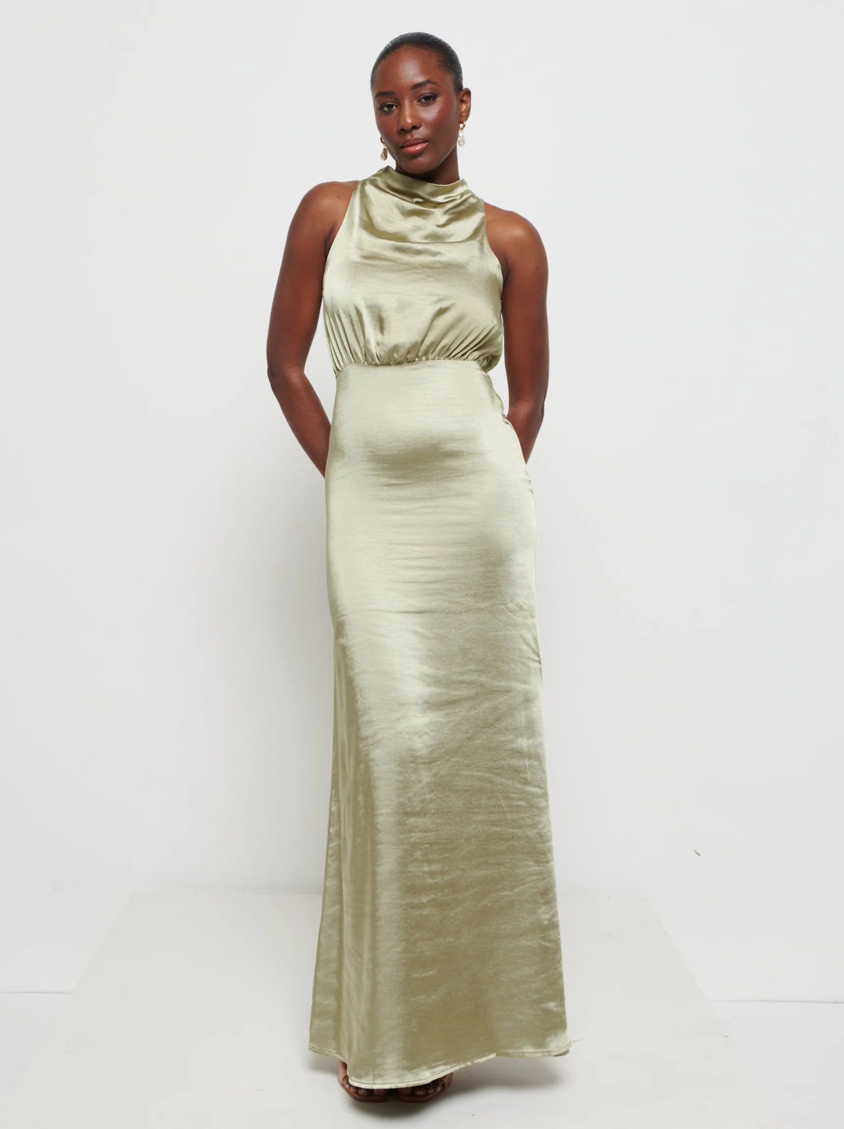 Farrah Maxi Bridesmaid Dress - Matte Olive - Image 3