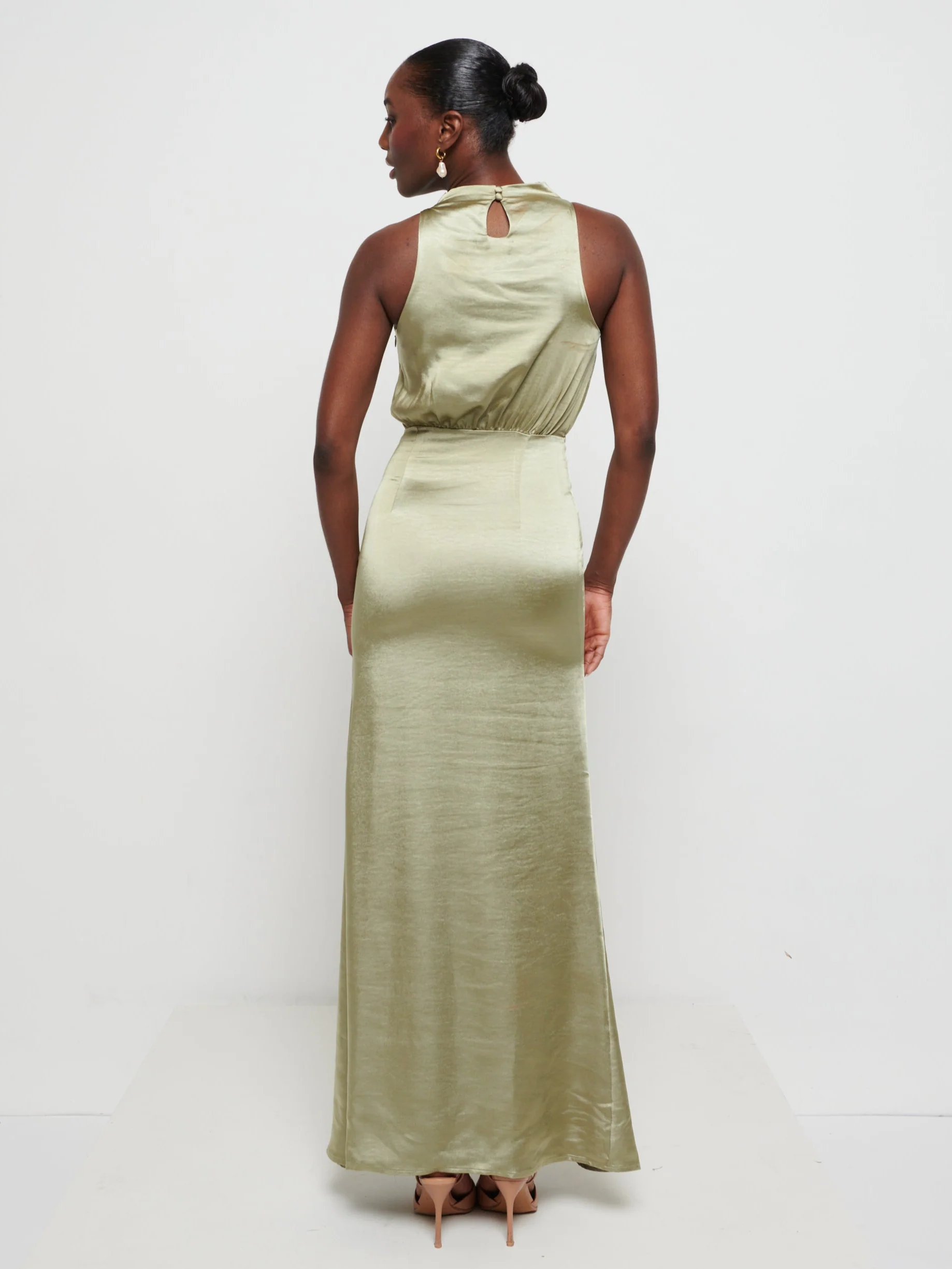 Farrah Maxi Bridesmaid Dress - Matte Olive - Image 4