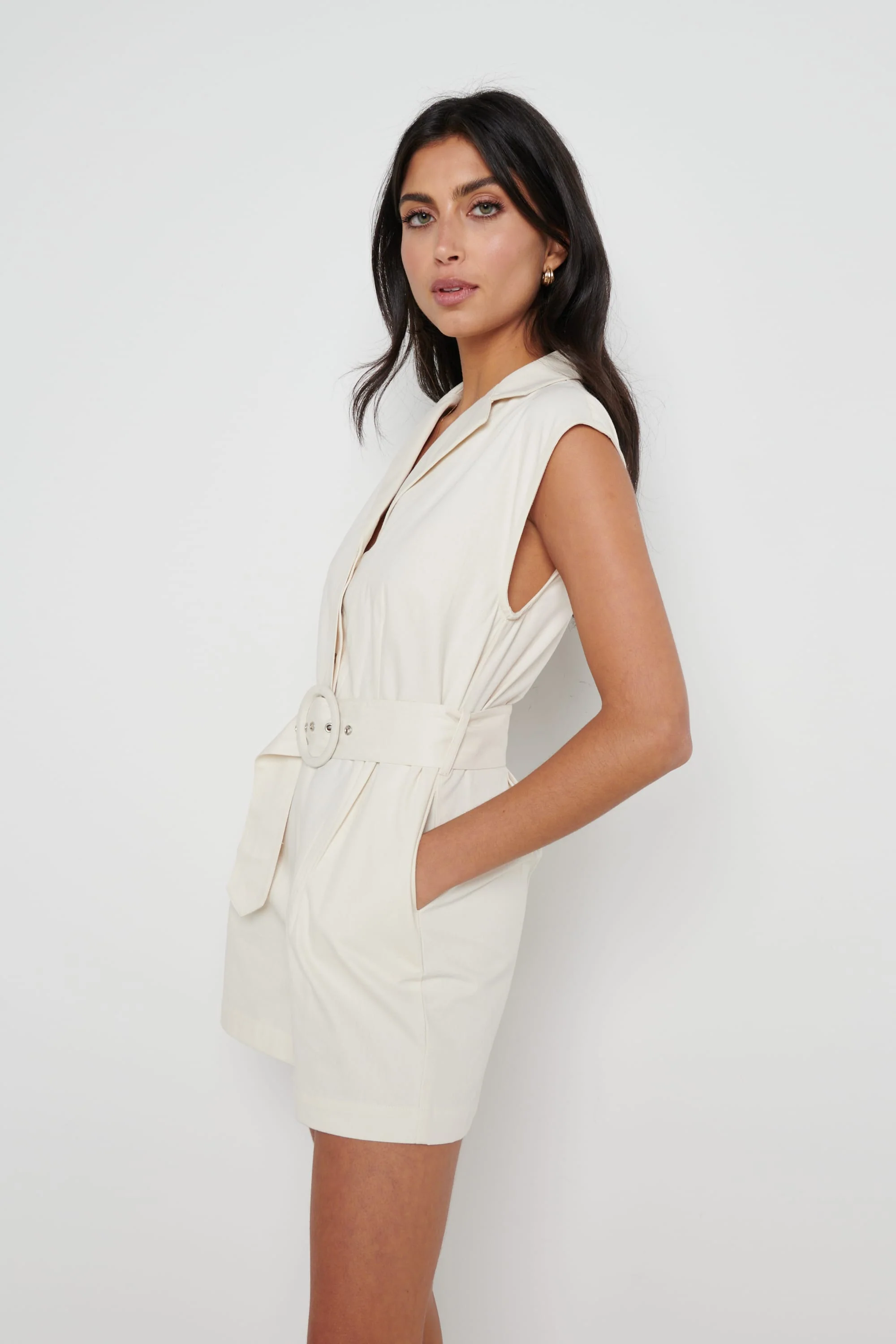 Farris Belted Playsuit - White - Image 4