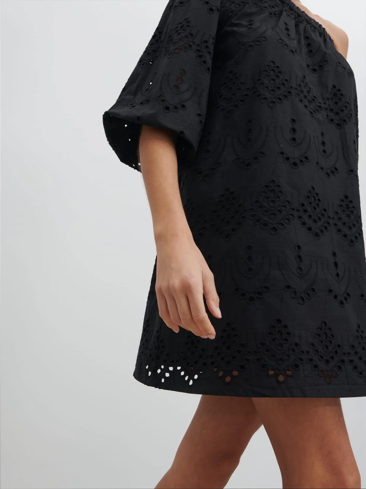 Fawn Broderie Mini Dress - Black - Image 2