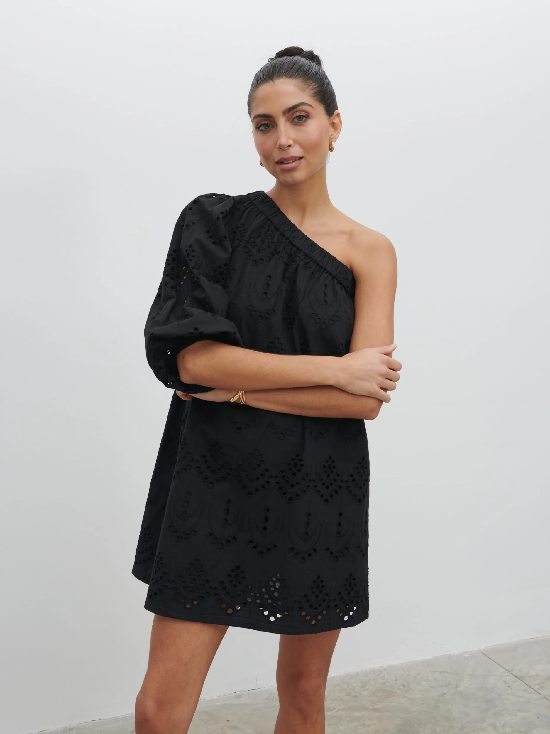 Fawn Broderie Mini Dress - Black - Image 4