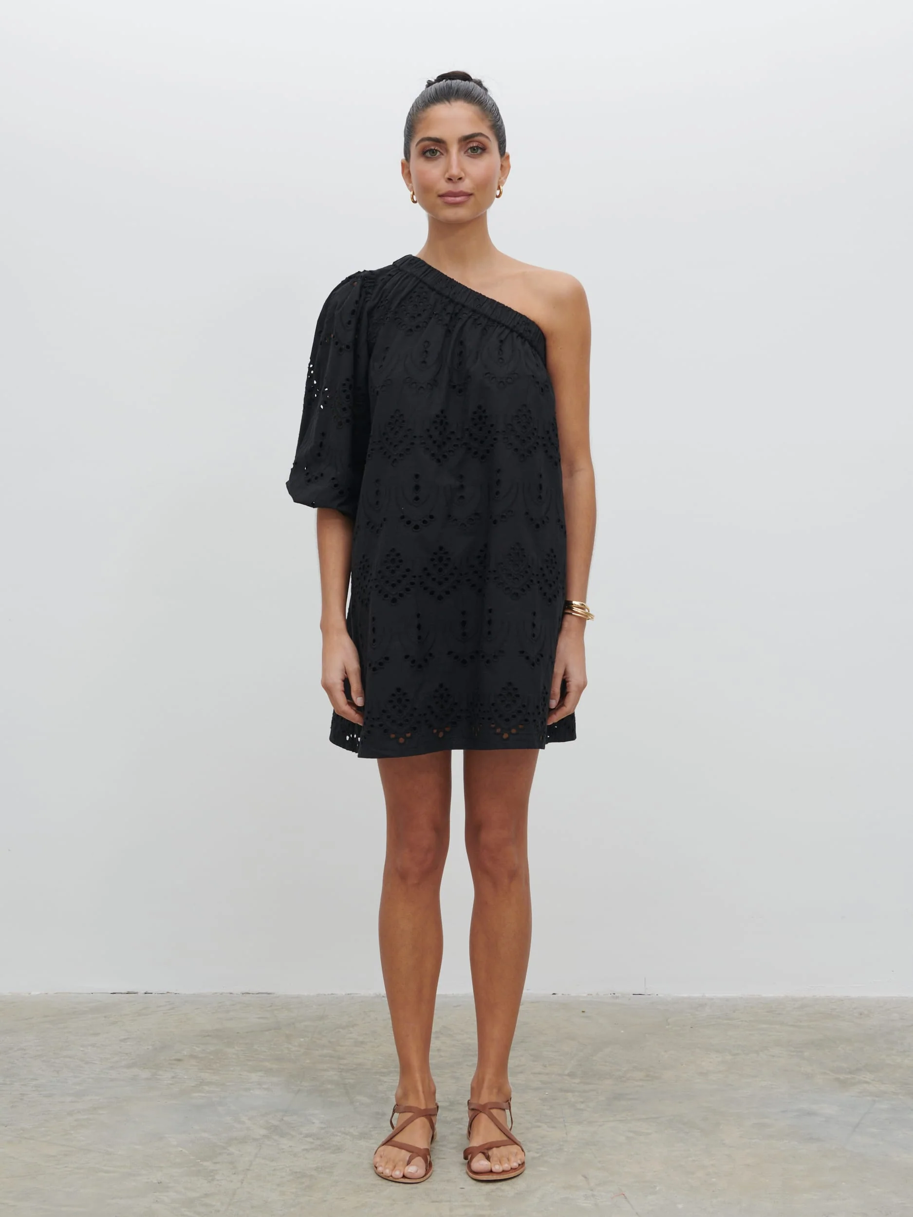 Fawn Broderie Mini Dress - Black - Image 5