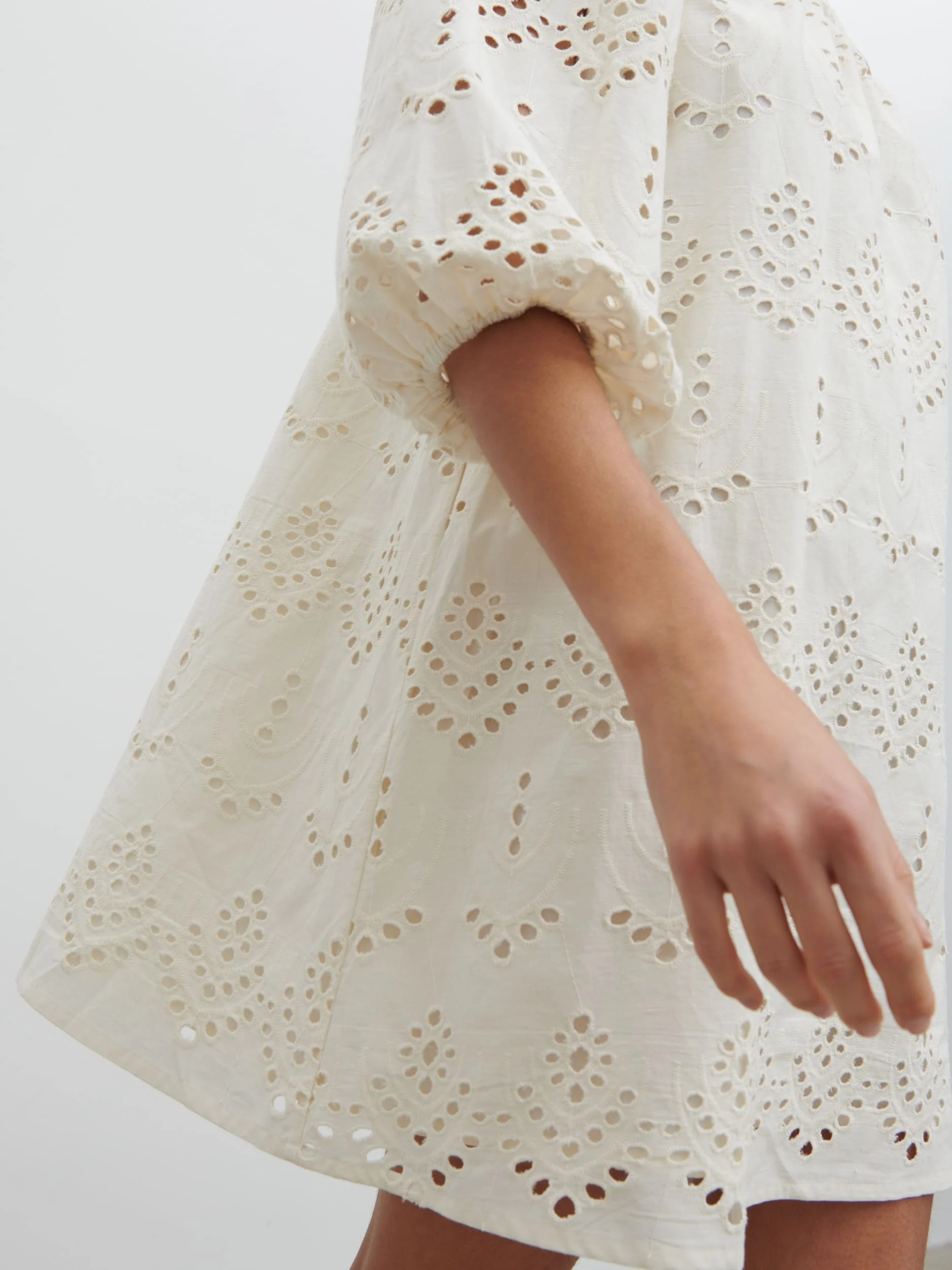 Fawn Broderie Mini Dress - Natural - Image 3