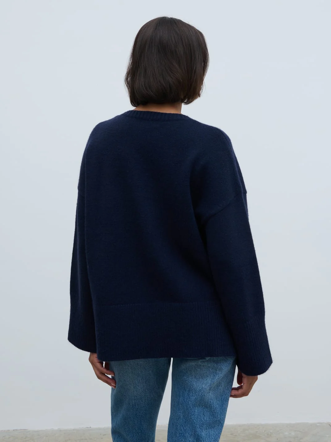Finnity Slouchy Crew Neck Knit Jumper - Navy - Image 6