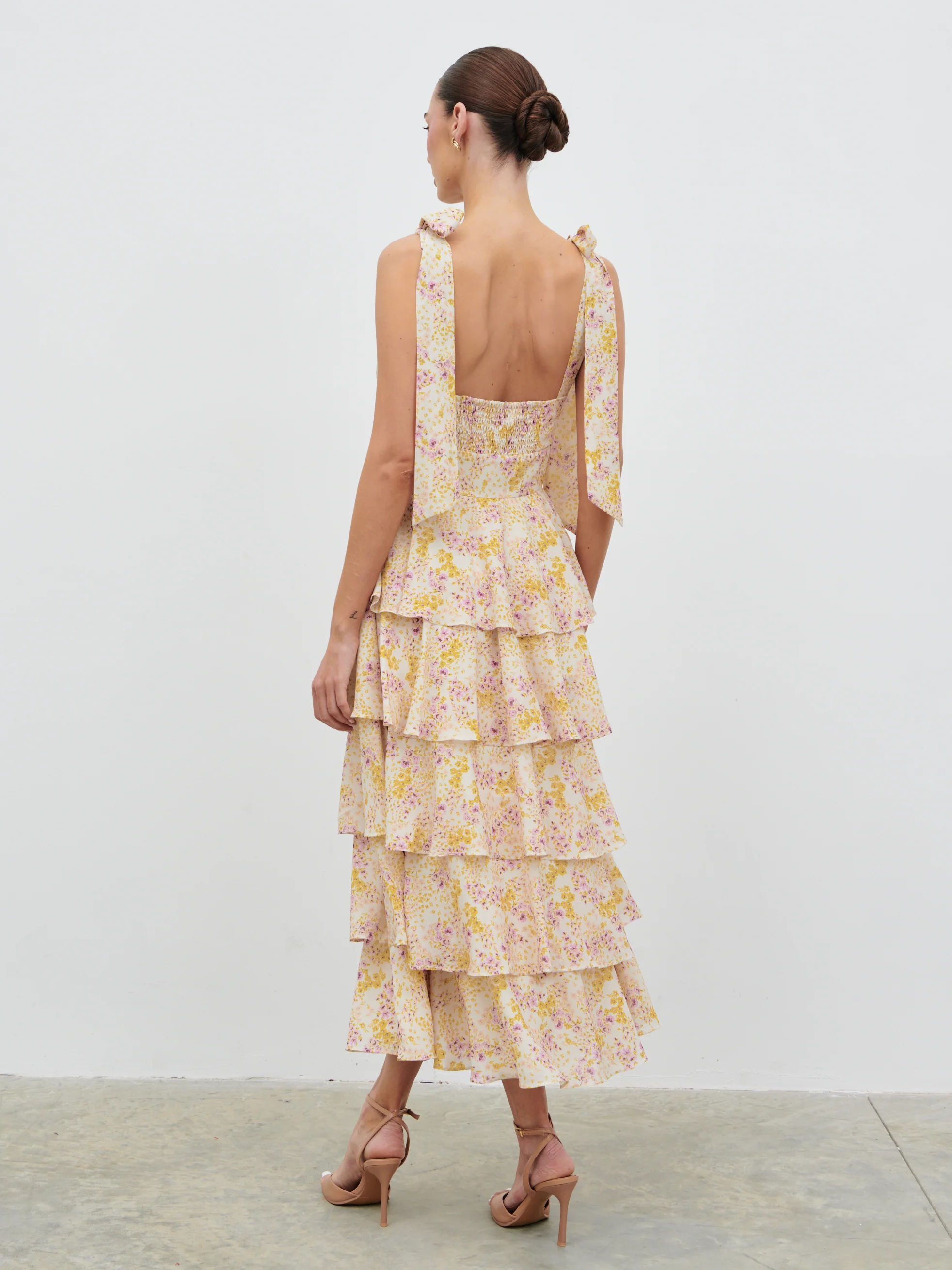 Fiore Tie Ruffle Midaxi Dress - Ditsy Floral - Image 5