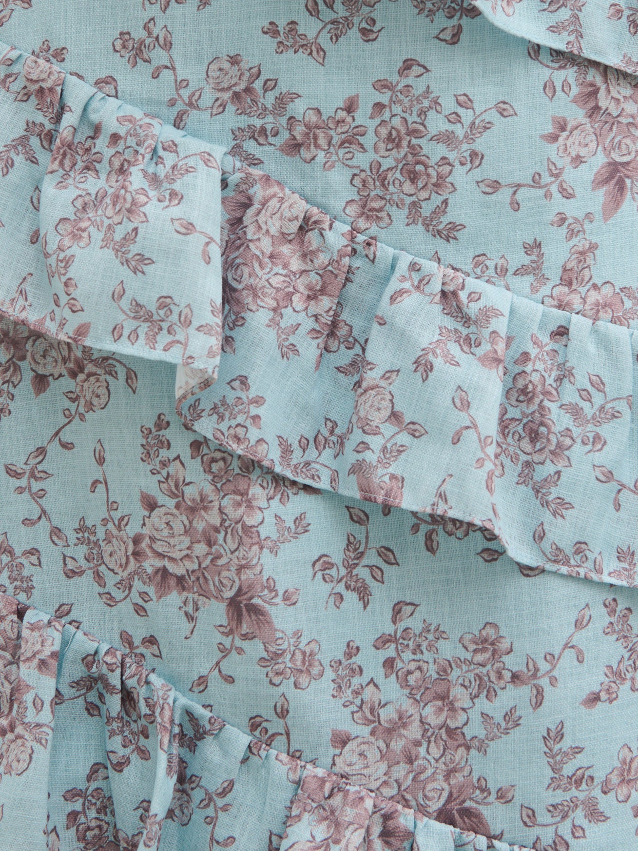 Fleur Tiered Frill One Shoulder Midaxi Dress -  Seaspray and Brown Floral - Image 3