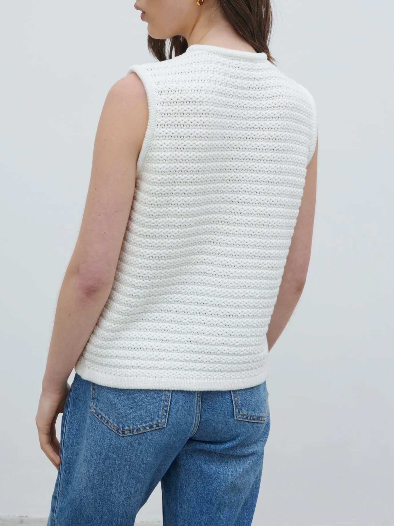 Frankie Crochet Knit Waistcoat - Cream - Image 12