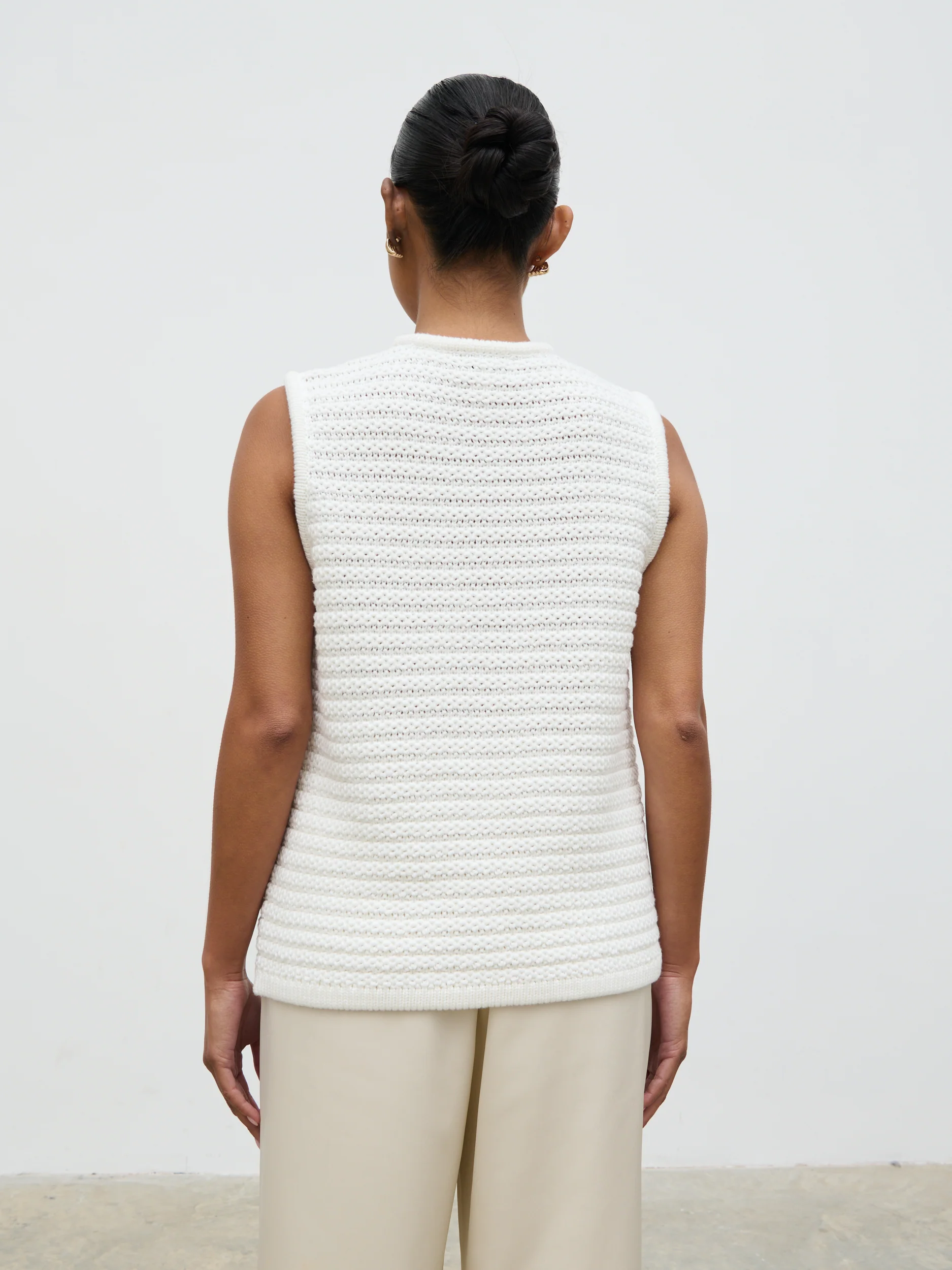 Frankie Crochet Knit Waistcoat - Cream - Image 4