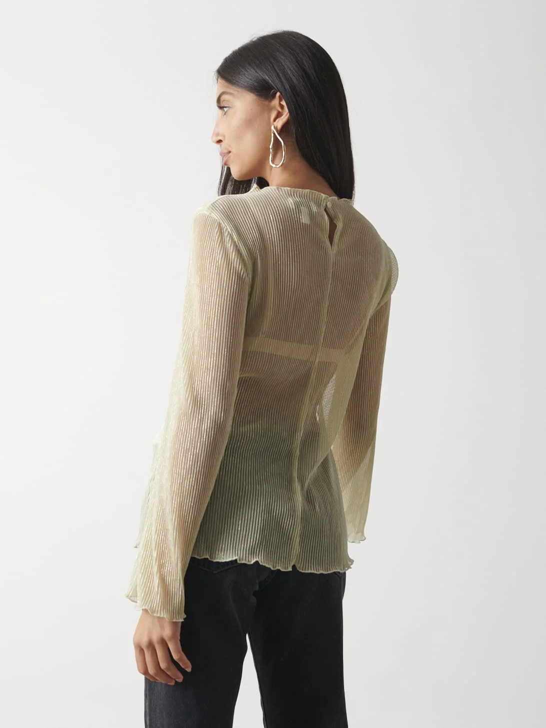 Fraser Sheer Plisse Top - Gold - Image 3