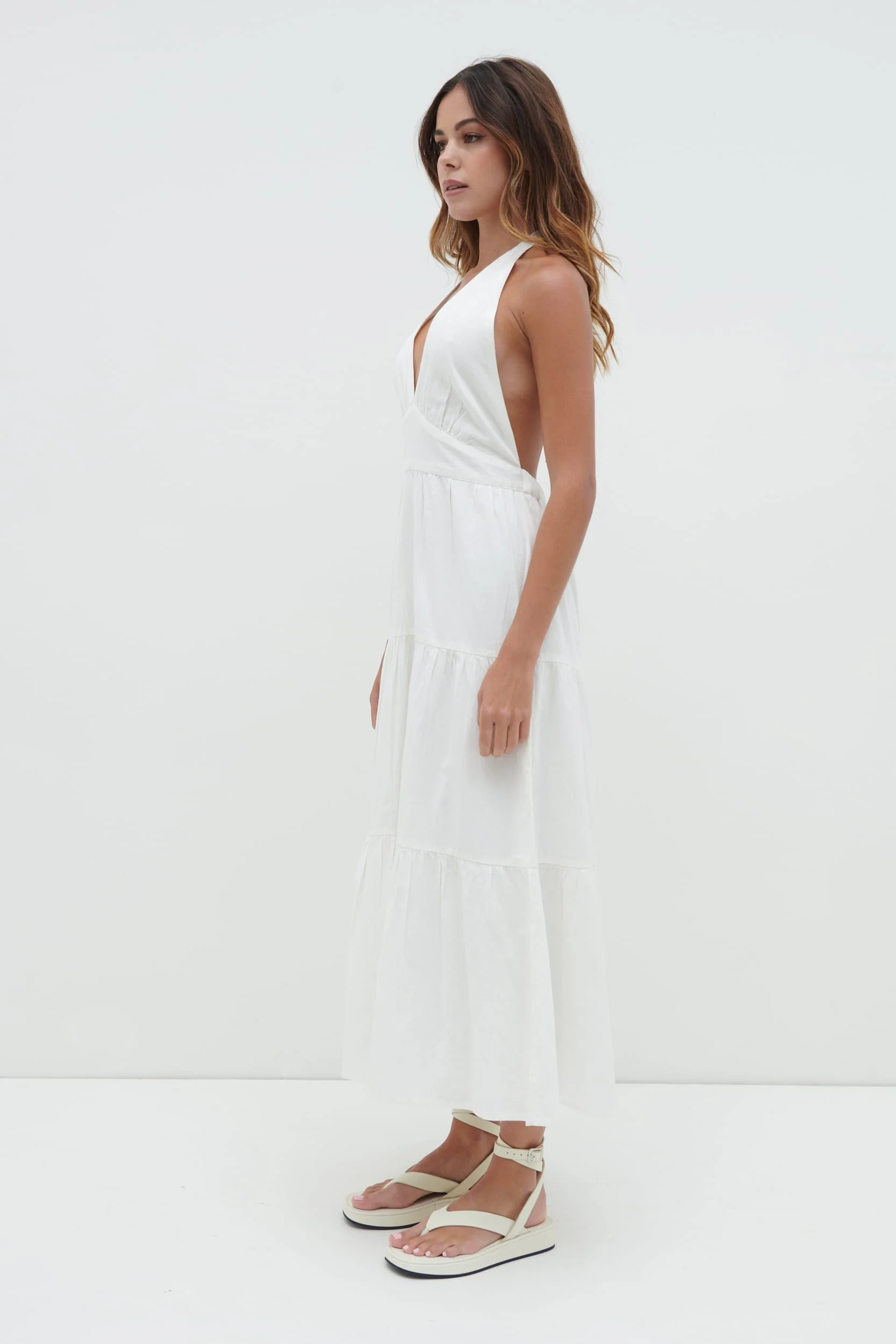 Gabrielle Halterneck Midaxi Dress - White - Image 3