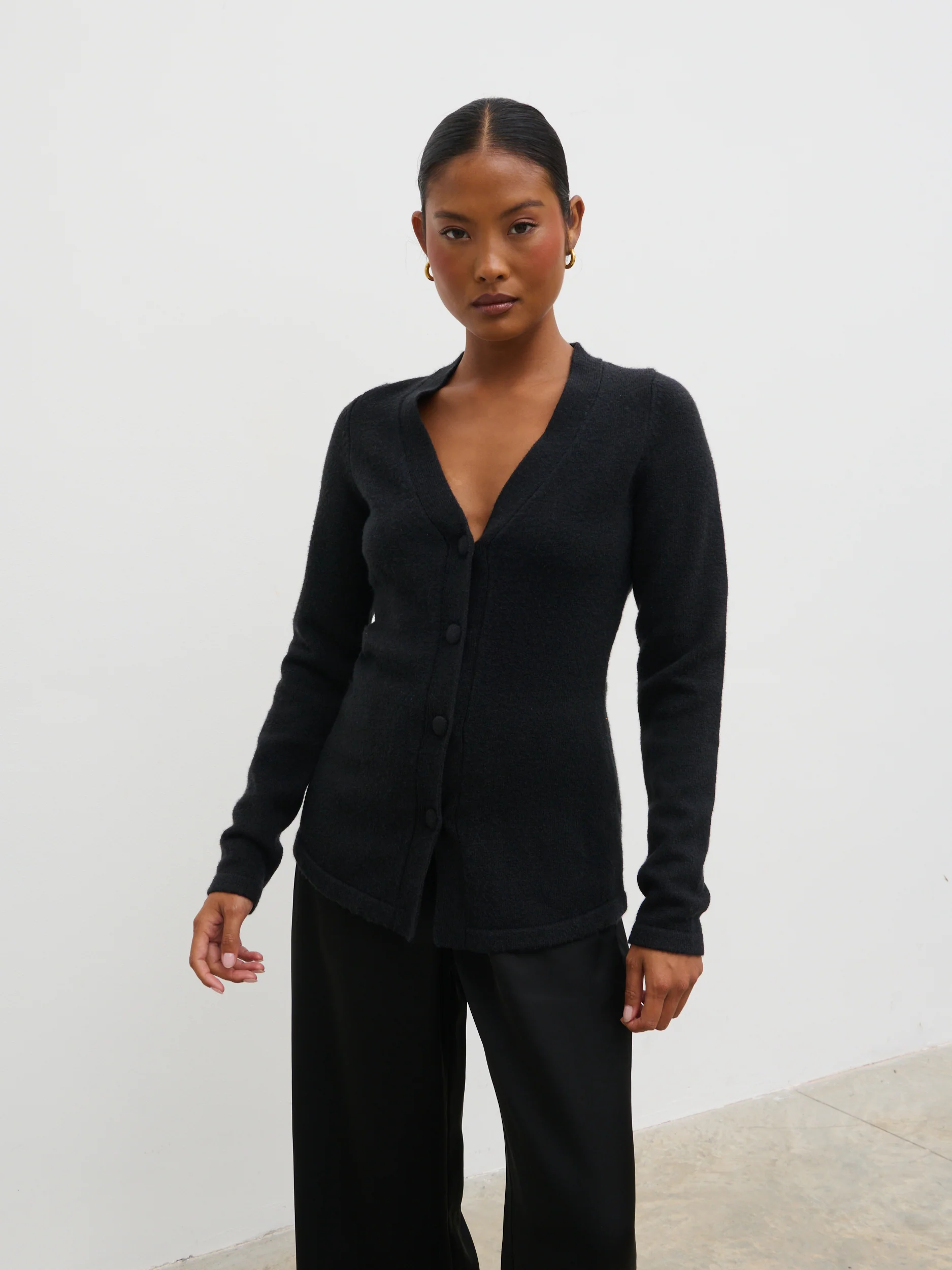 Gemma Longline Hourglass Knit Cardigan - Black - Image 4