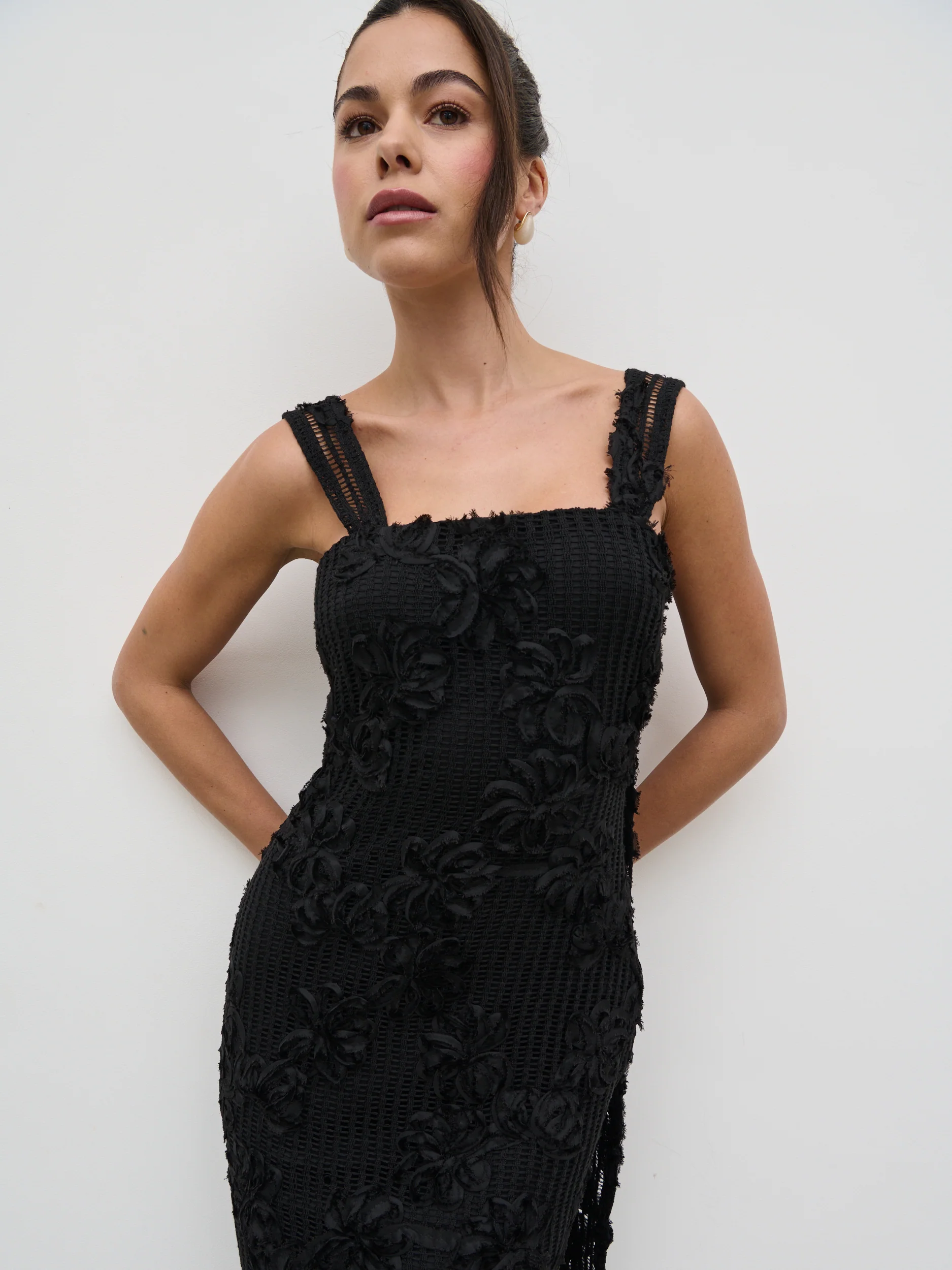 Gigou Crochet Floral Maxi Dress - Black - Image 6