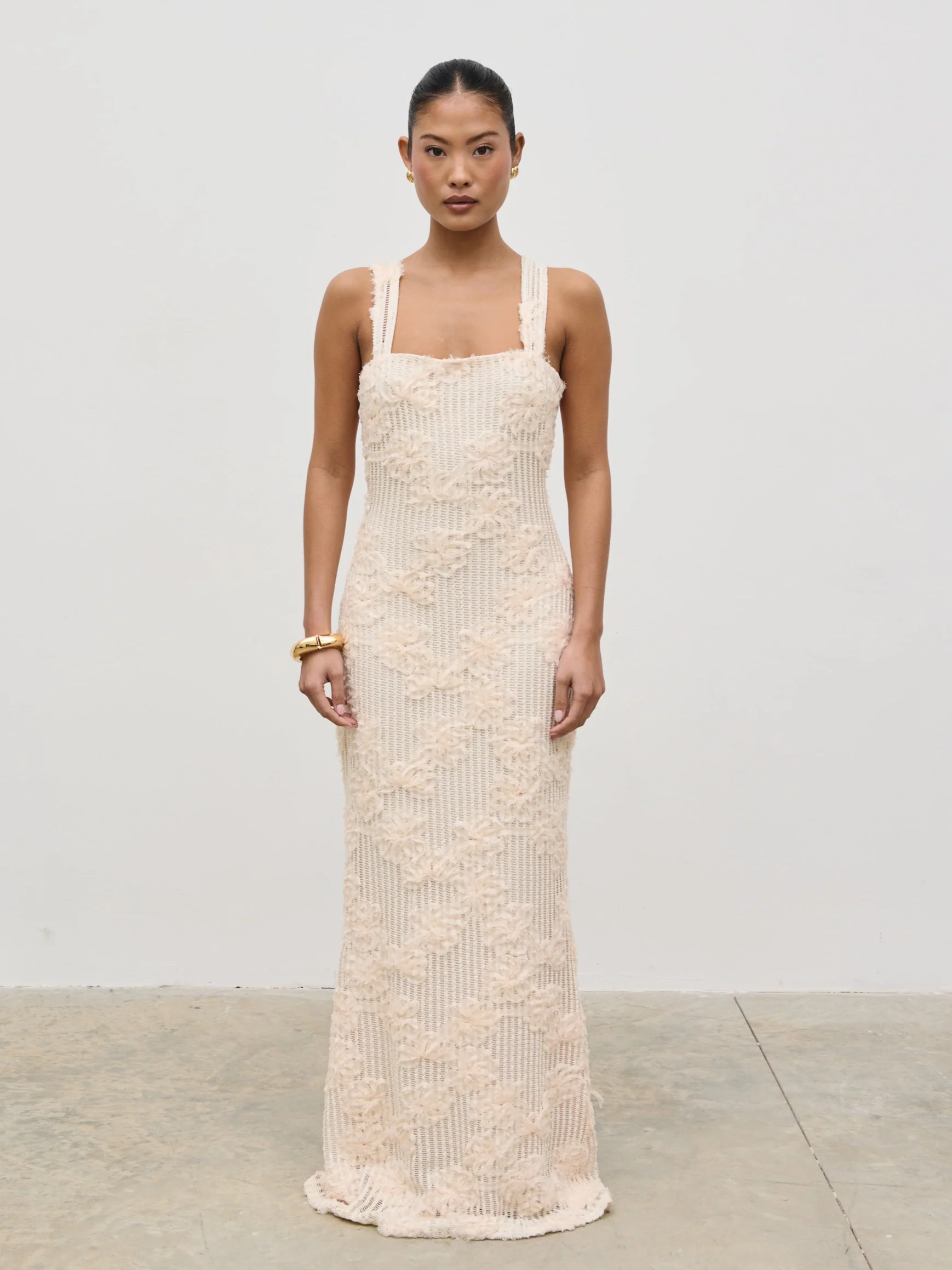 Gigou Crochet Floral Maxi Dress - Cream - Image 7