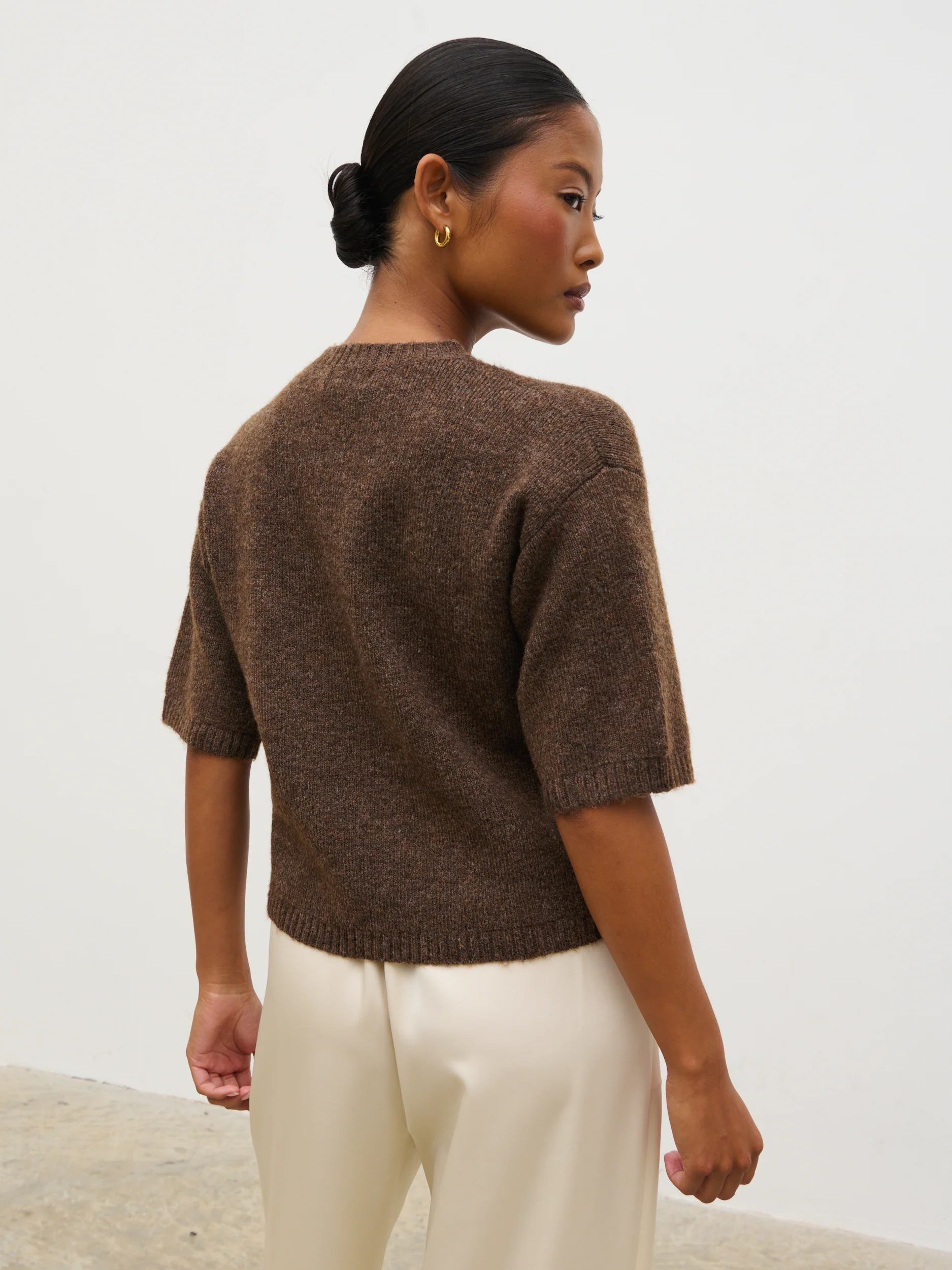 Gisella Short Sleeve Knit Top - Brown - Image 5