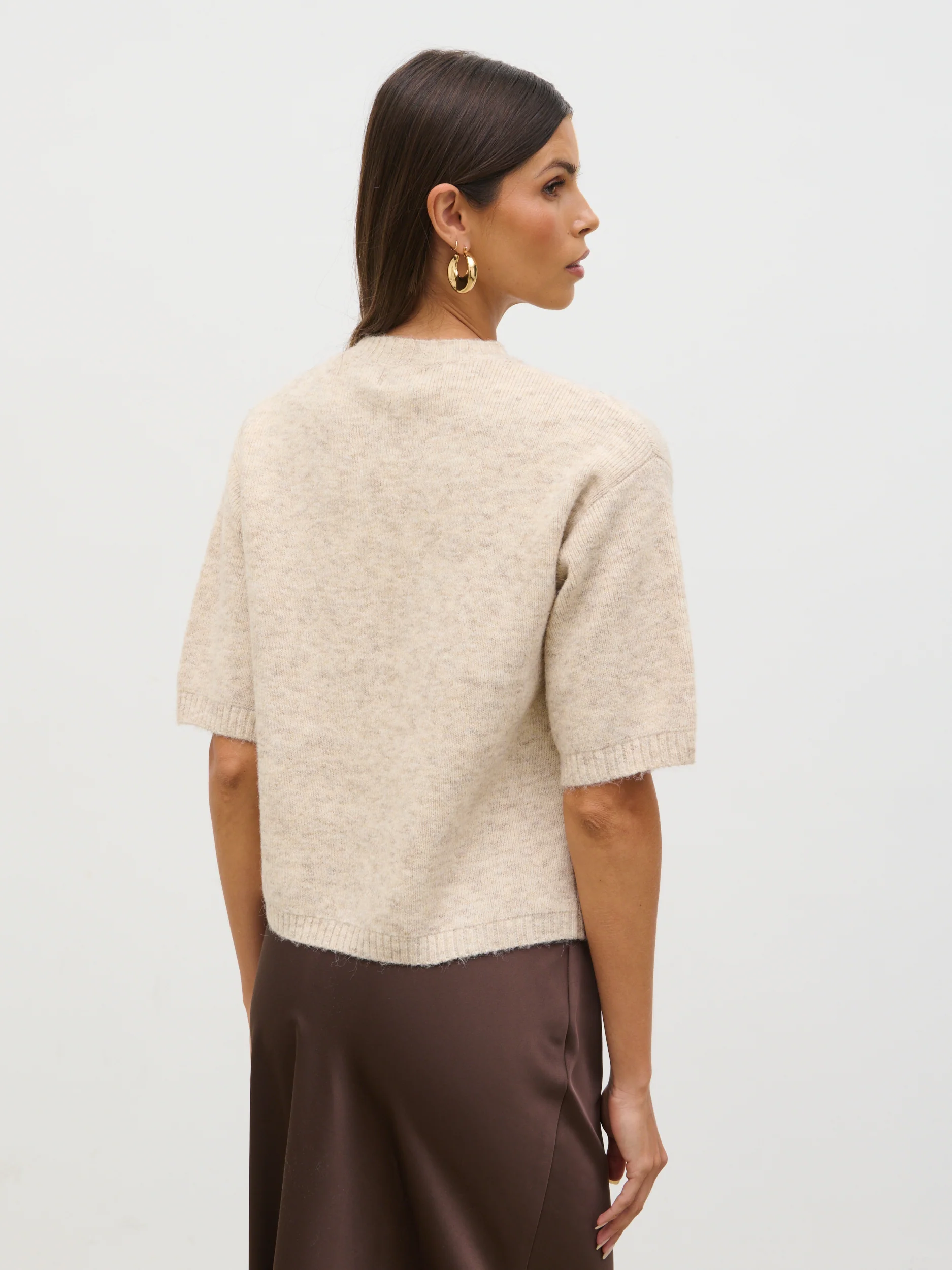 Gisella Short Sleeve Knit Top - Oatmeal - Image 6