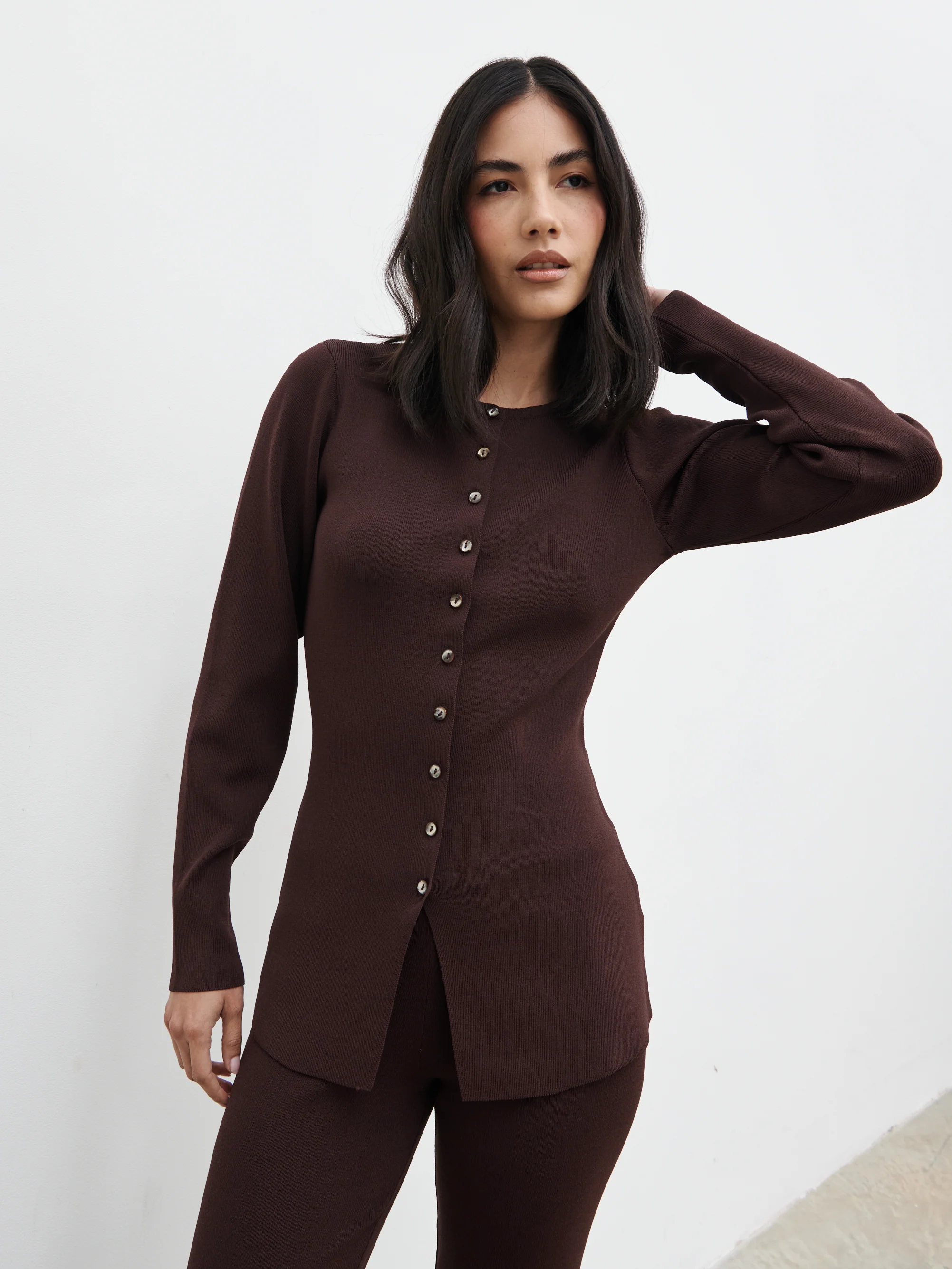Gracelyn Knit Cardigan - Chocolate Brown - Image 2