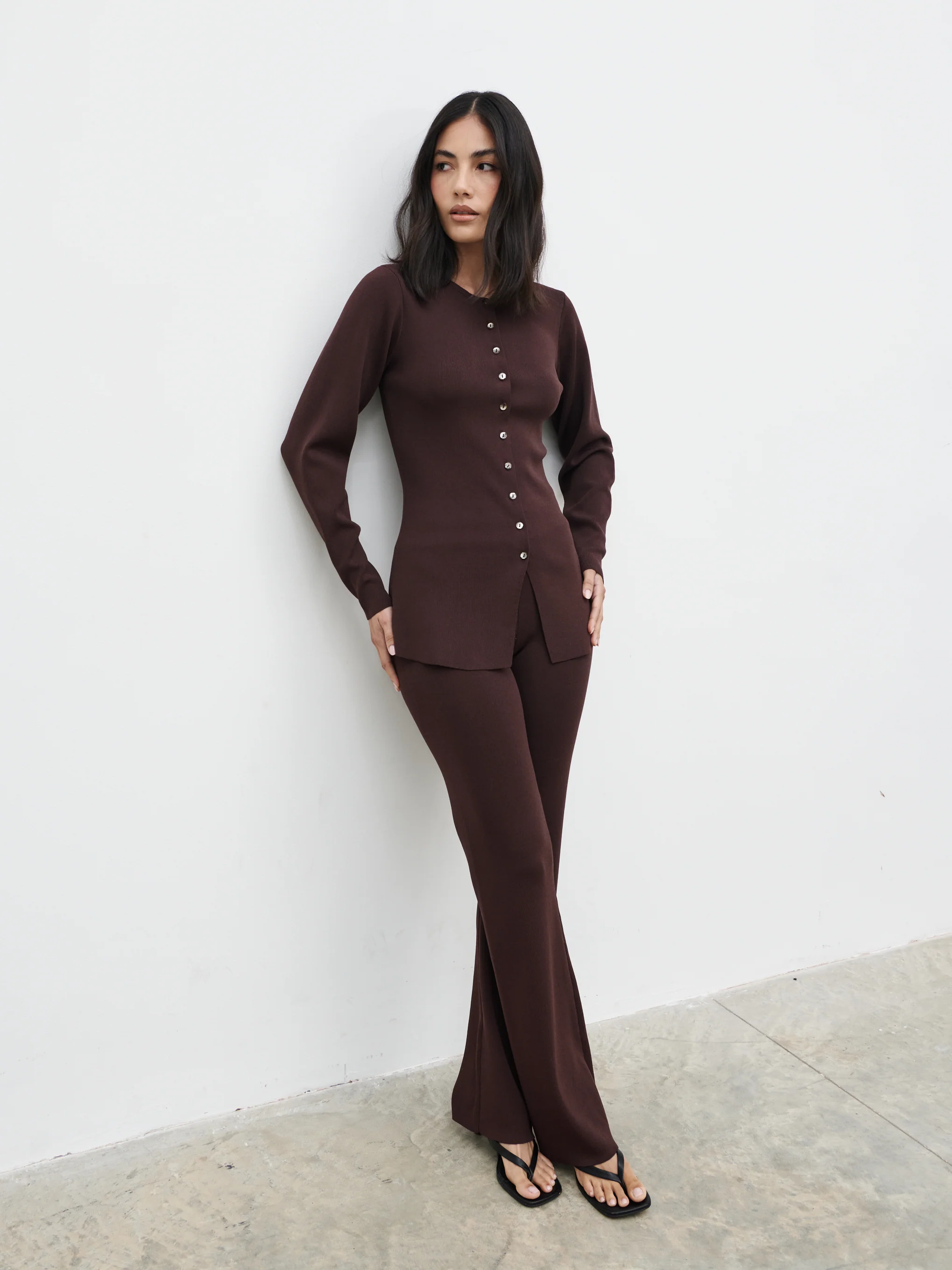 Gracelyn Knit Cardigan - Chocolate Brown - Image 3