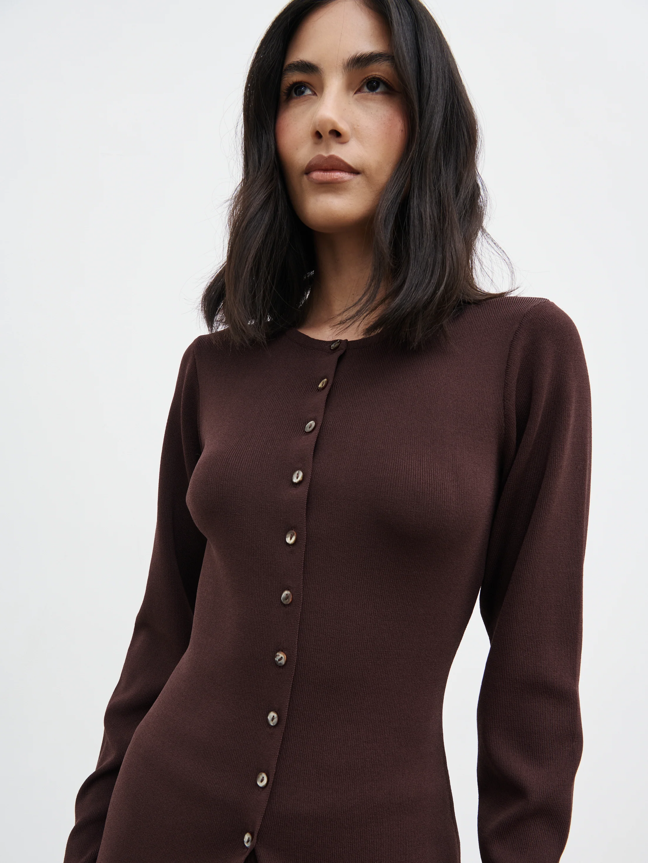 Gracelyn Knit Cardigan - Chocolate Brown - Image 4