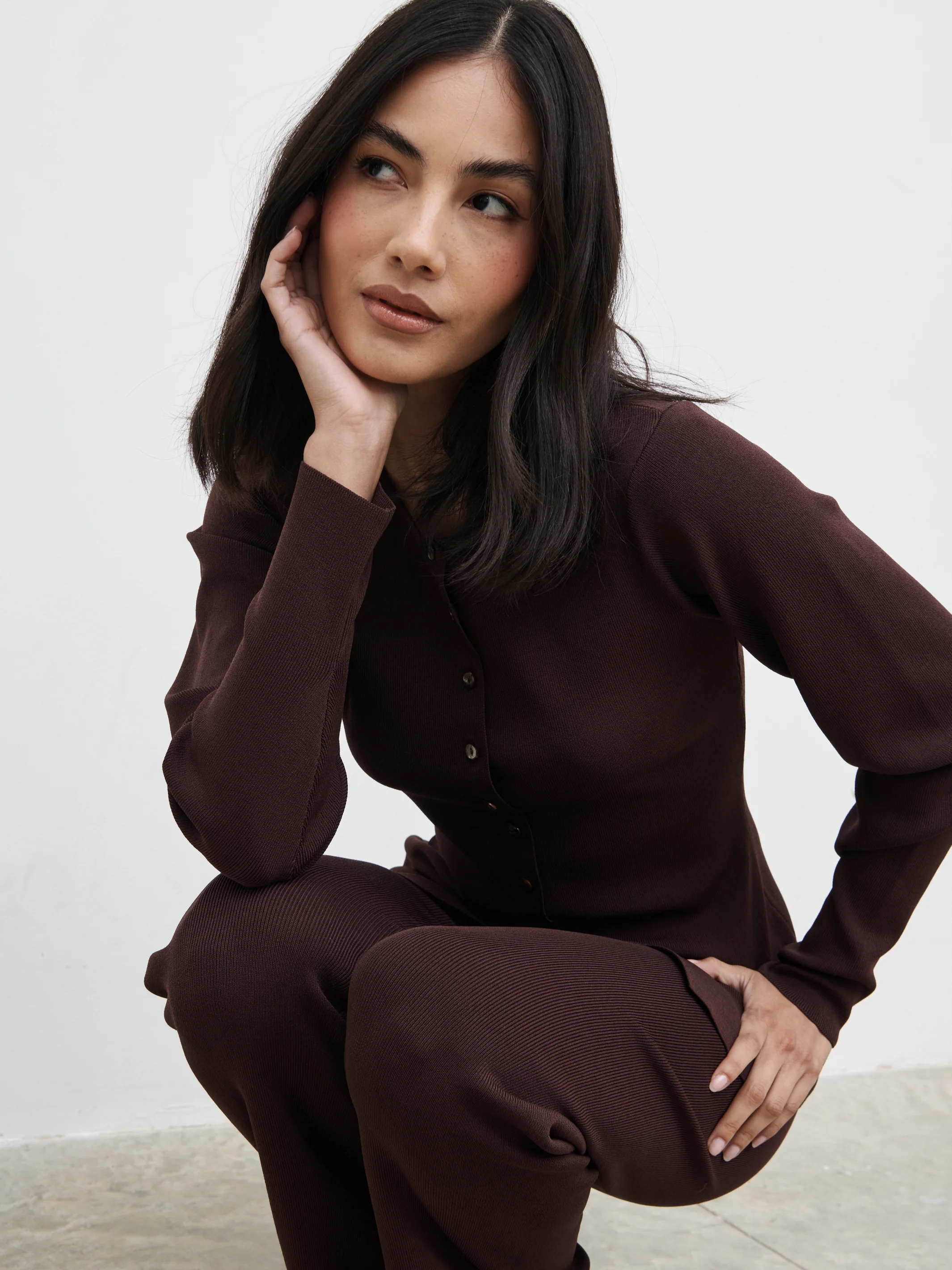 Gracelyn Knit Cardigan - Chocolate Brown - Image 6