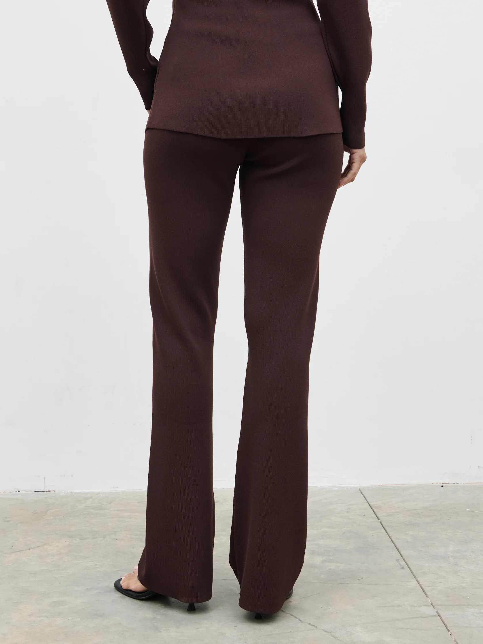 Gracelyn Knit Straight Leg Trousers - Chocolate Brown - Image 6