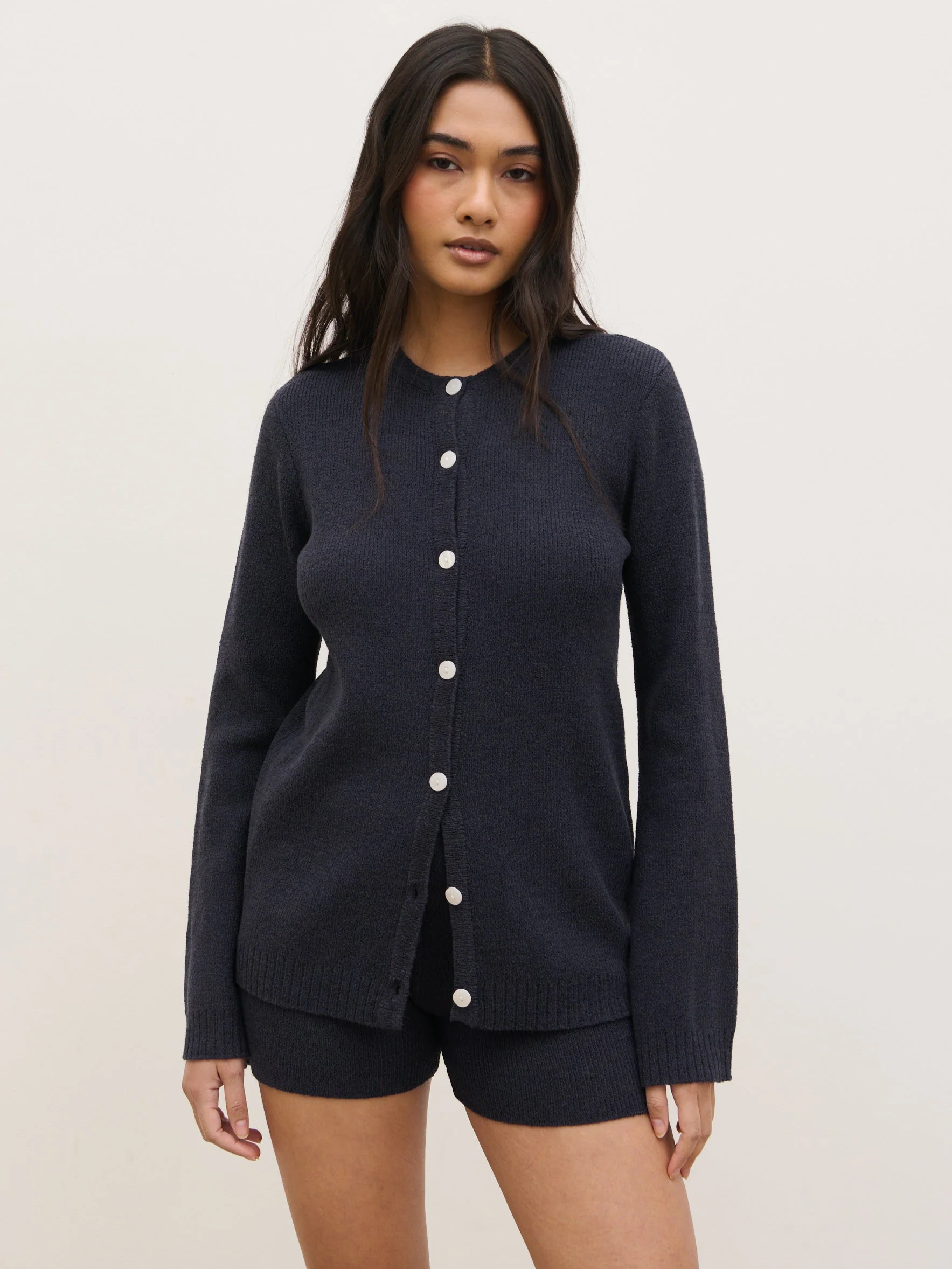 Gracie Fine Tape Knit Shorts - Navy - Image 4