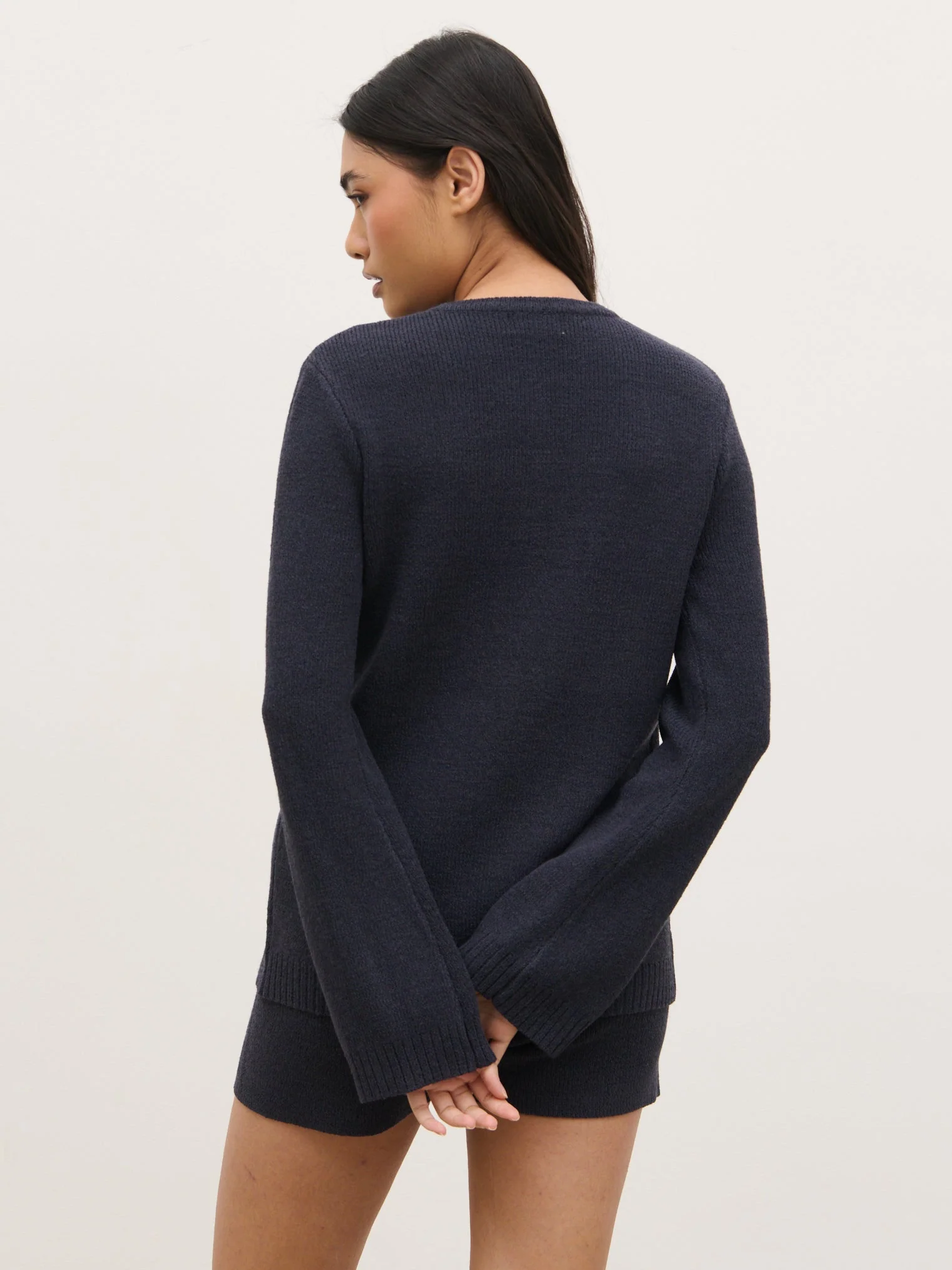 Gracie Fine Tape Knit Shorts - Navy - Image 6